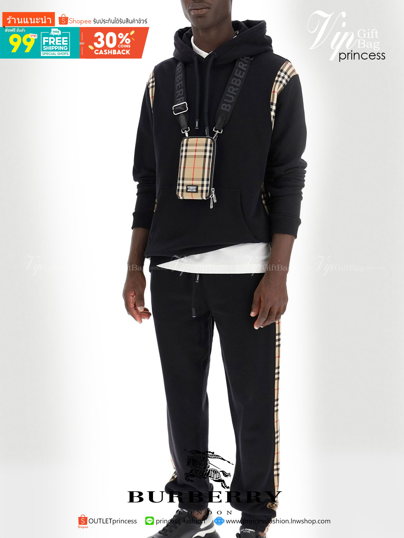 พรีเมี่ยมกิ๊ฟแท้ 💯% 】BURBERRY RYAN SMARTPHONE BAG (Unisex Small Shoulder bag) กระเป๋าใส่โทรศัพท์และของจุกจิกเล็กๆ ด้านหลังมีช่องใส่บัตร งานหนังแท้