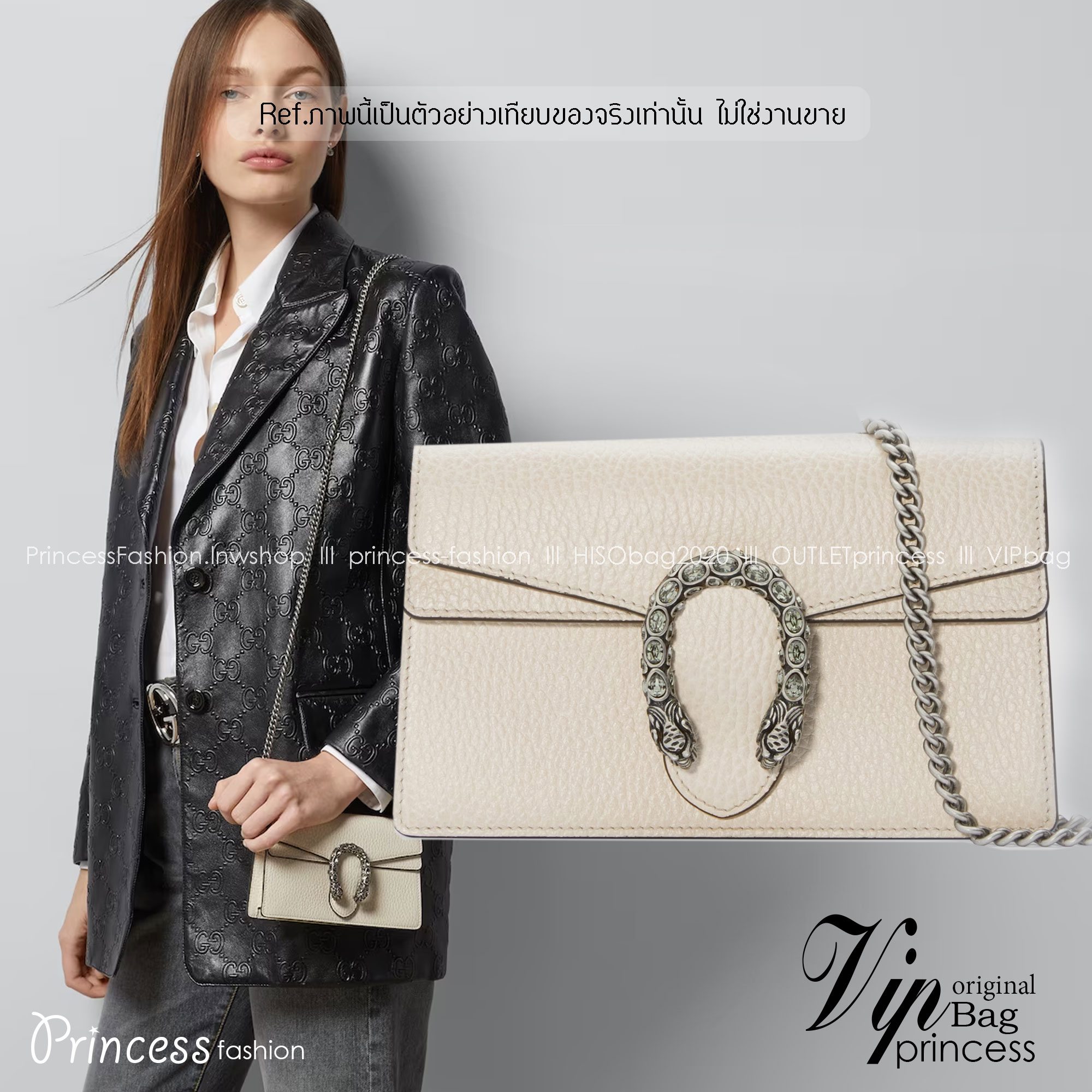 GUCCI DIONYSUS LEATHER SUPER MINI BAG กระเป๋าสะพายไดโอนิซูสหรูหราเป็นเอกลักษณ์ เกรดออริ สลับแท้ 1:1 ใช้งานต่างประเทศได้