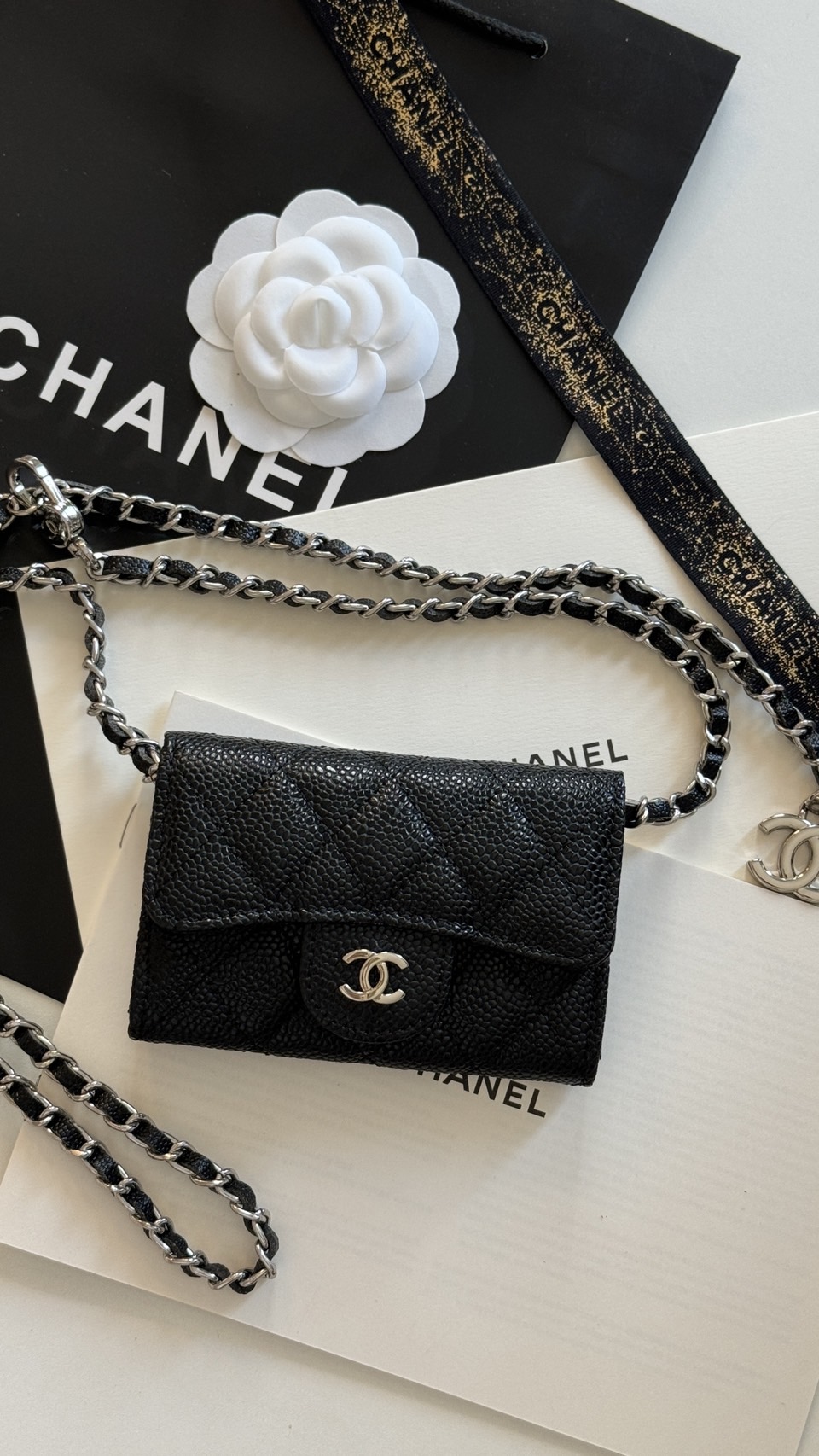 CHANEL mini wallet on chain crossbody กระเป๋าสตางค์พร้อมสายโซ่ หนังแท้ เกรดออริจินอล 1:1 สลับแท้