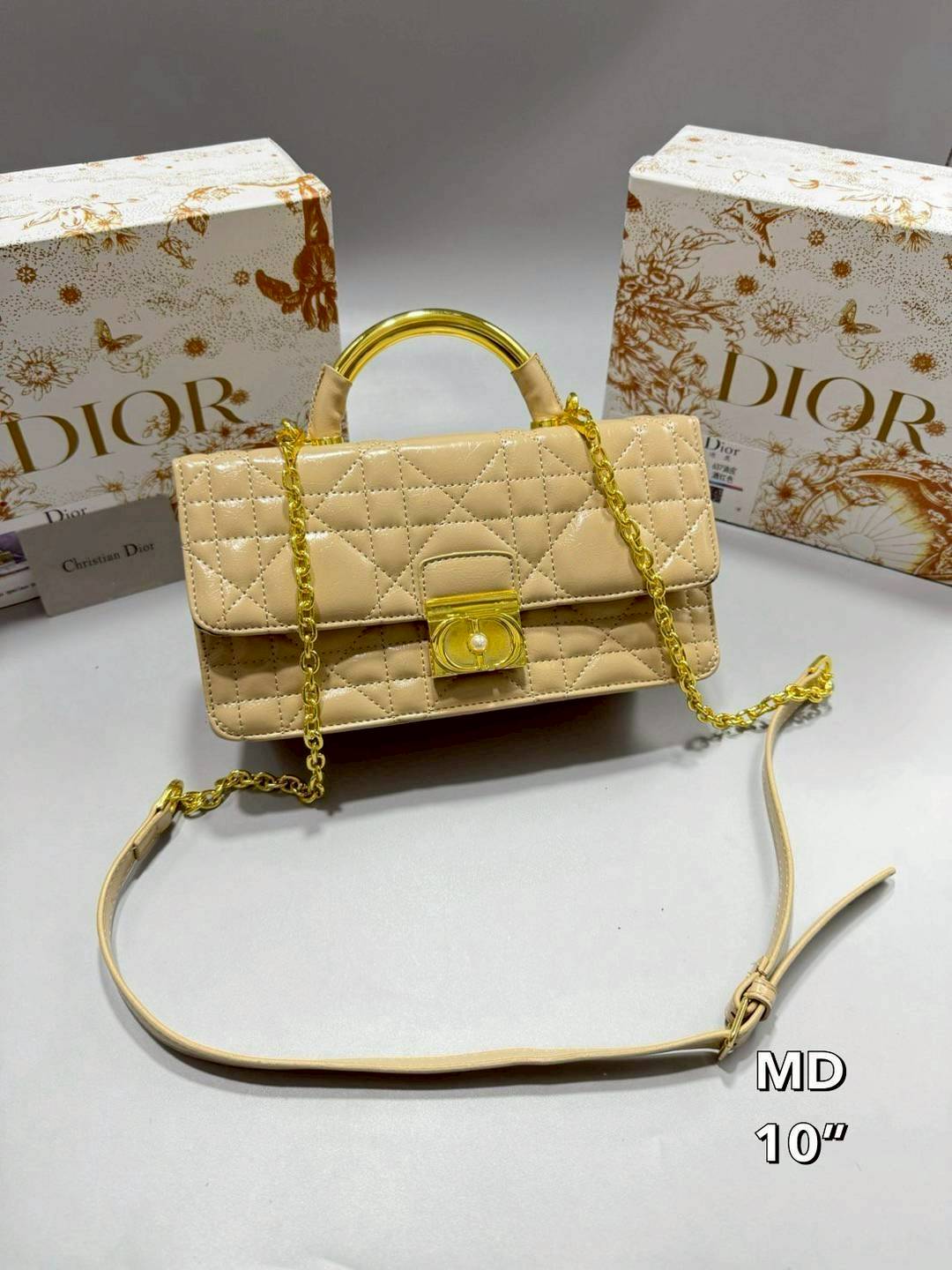 Dior Ange Bag Macrocannage CD clasp with pearl กระเป๋าถือพร้อมสายสะพาย ประดับตัวล็อคมุก สวยงามเหนือกาลเวลา มาแรงมาก! จึ้งมาก! สุดลัคชู