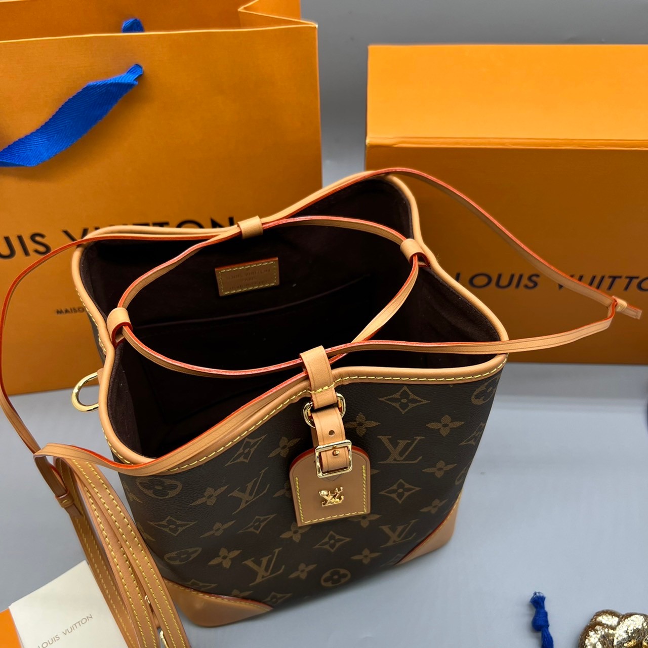 ORI Louis Vuitton Noe Purse Monogram Bucket Brown 18cm เกรดออริจินอล พร้อมส่งที่ไทย ภาพสินค้าถ่ายจากงานขายจริง ใช้งานต่างประเทศได้