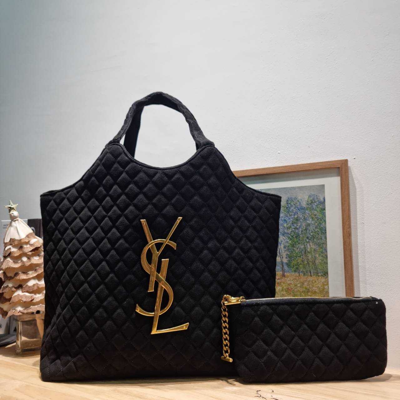 YSL ICARE MAXI SHOPPING BAG / YSL tote bag กระเป๋าใบใหญ่ทรงโท้ท รุ่นผ้ากำมะหยี่ เกรดออริ 1:1