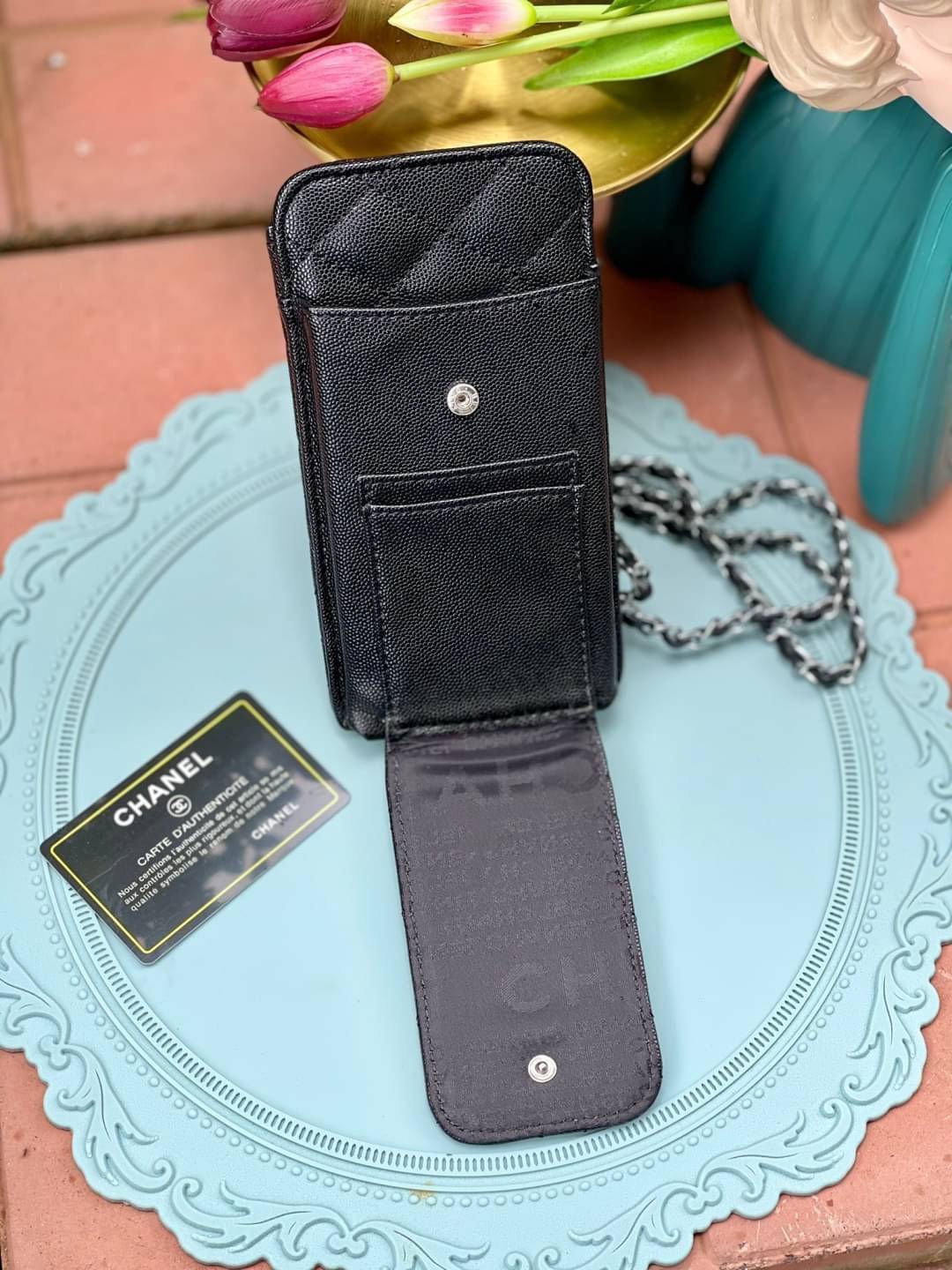 CHANEL 20C Phone holder with chain Brand new Chanel O Phone black caviar holder case with chain.