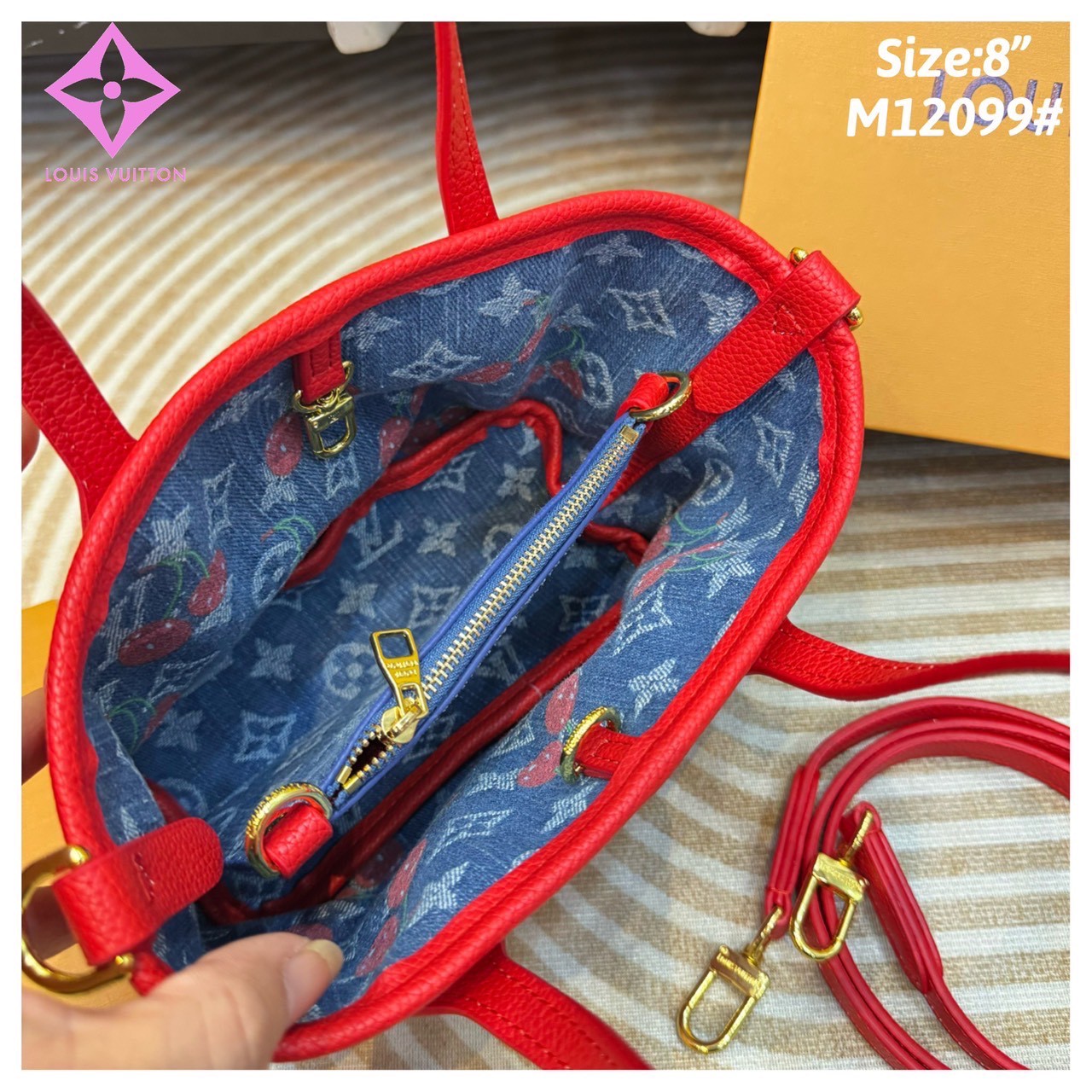 LV x TM - Neverfull Inside Out BB Bag Monogram cherry กระเป๋าสะพายทรงโท้ทใบเล็กน่ารัก กลับใช้งานได้ 2 ด้าน ดีไซน์ใหม่ล่าสุดก่อนใคร