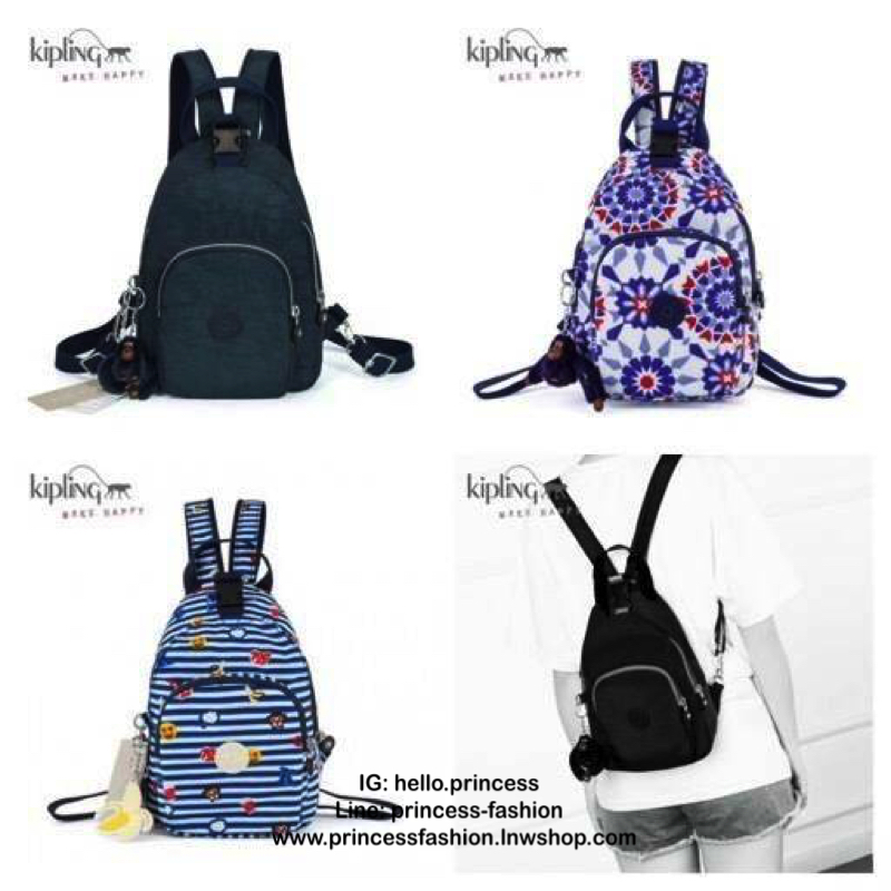 Kipling Backpack & Handbag K15456 กระเป๋าหรือสะพายหลังแบบเป้ หรือคาดอก เปลี่ยนสไตล์เท่ๆได้ด้วยซิปเดียวด้านหลัง ขนาดกลางกำลังดี วัสดุpolymide100% น้ำหนักเบา ช่องหลักเปิดปิดสองชั้นด้วยซิปและตัวล้อคทันสมัยใช้งานง่าย ด้านหน้า1ช่องซิปเก็บของจุกจิกจิก ใช้ได้แบบ