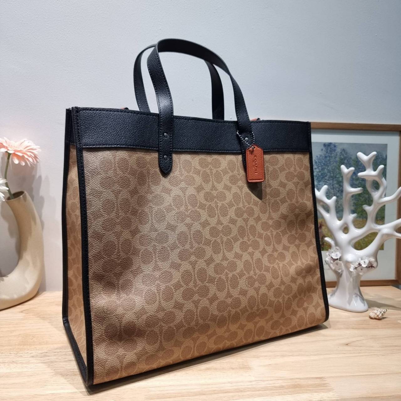 COACH FIELD TOTE IN SIGNATURE CANVAS C7674 กระเป๋าทรงโท้ท ไซส์ใหญ่ภายในโล่งกว้าง เกรดท็อปออริ เกรดดีสุด สลับแท้ 1:1