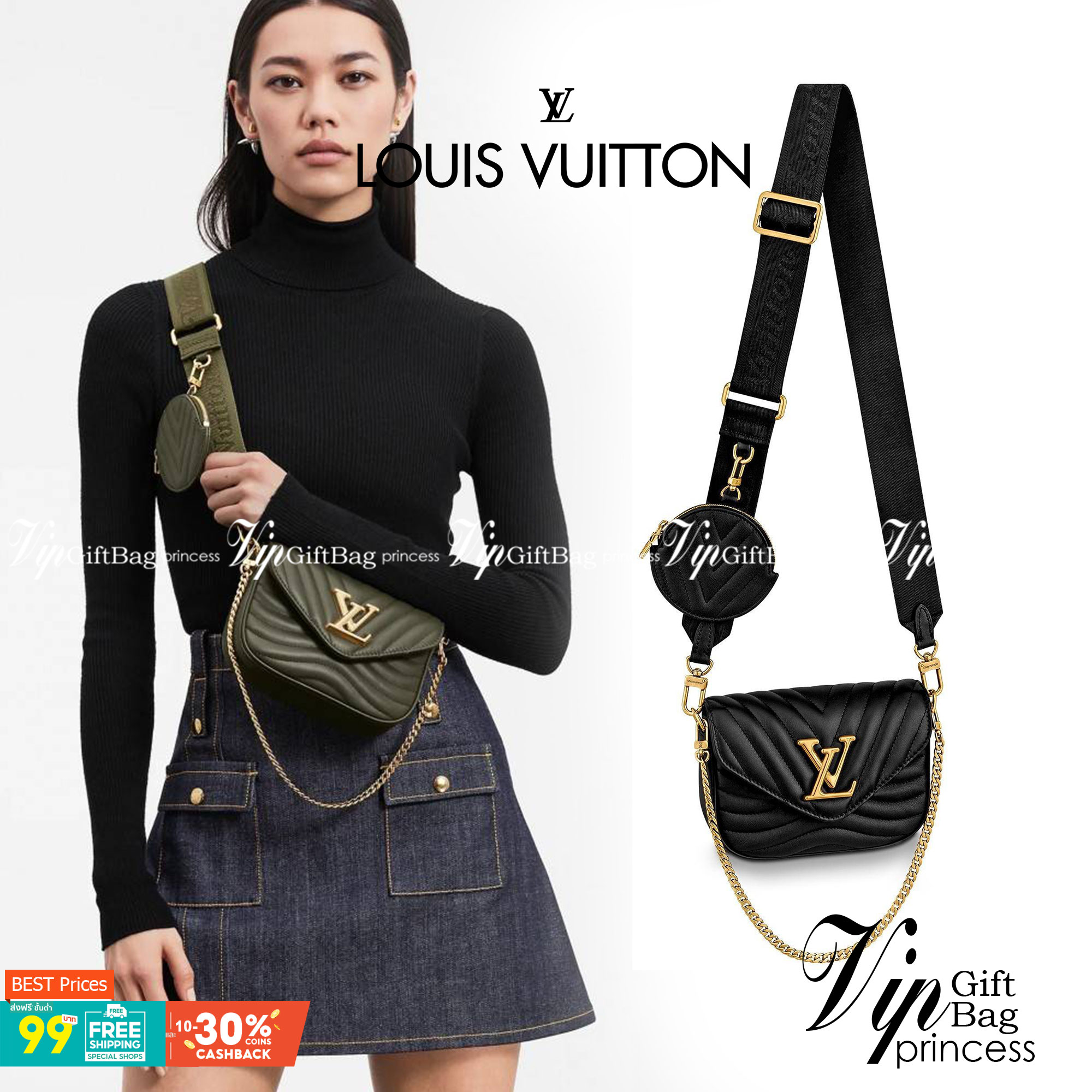 LV new wave pochette multi bag กระเป๋าสะพายมัลติฟังก์ชั่น สุดหรู มาพร้อม box set รับรองว่าดีงาม ลูกเล่นคลาสสิคผสานความวินเทจ มีสายสะพายให้ 2 เส้น และกระเป๋าใบลูก เล็กน่ารัก วัสดุหนังแท้ ภายในเป็นช่องโล่ง แบ่งสัดส่วนมีช่องย่อย ใบนี้ปรับใช้ได้หลายสไตล์ ลุคไ