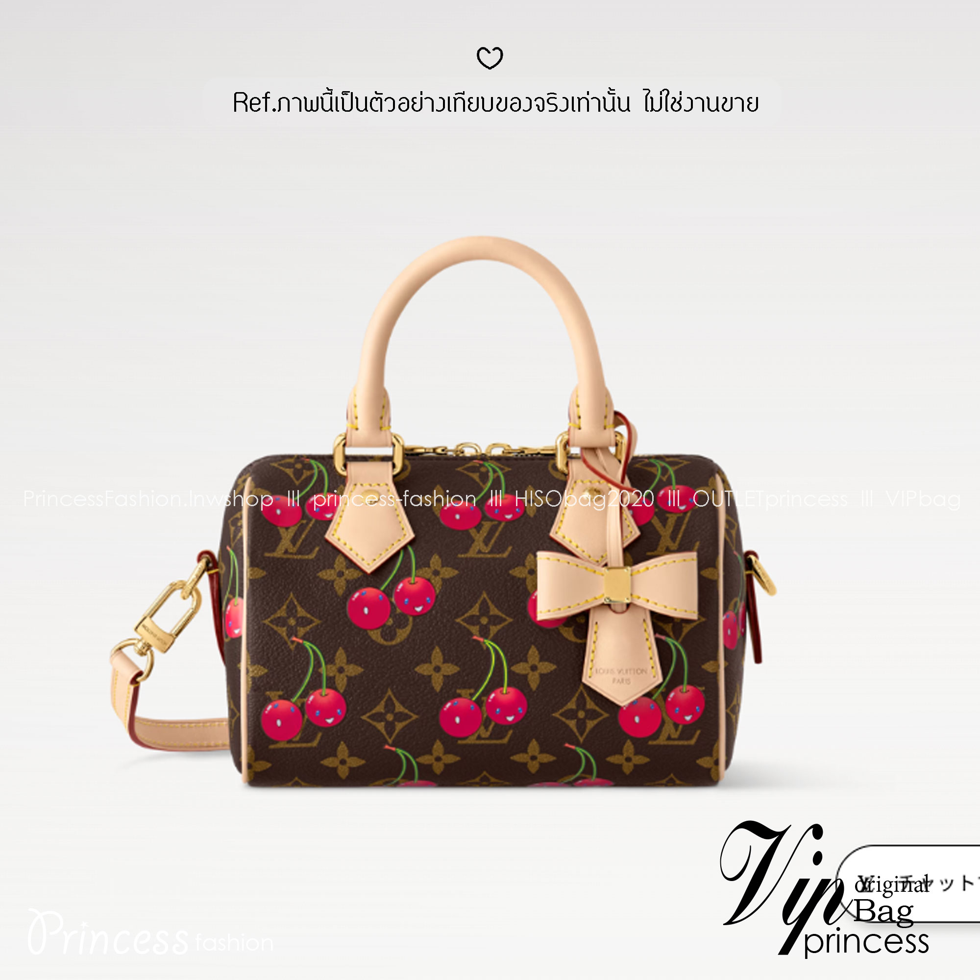 ORI หนังแท้ | 🍒 LV × TM Speedy Bandouliere 20 Bag Cherry Monogram กระเป๋าสะพายทรงหมอนใบเล็ก ดีไซน์สุดเก๋ไก๋ ด้วยลวดลายเชอร์รี่สีสันสดใสและน่ารักปรับลุคให้มีชีวิตชีวา คอลใหม่สุดเอ็กซ์คลูซีฟ