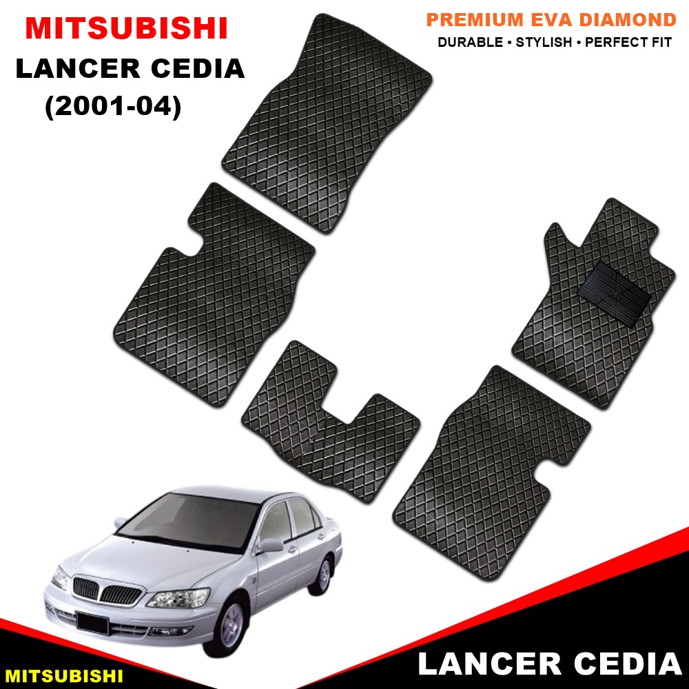 ยางปูพื้นรถยนต์ MITSUBISHI LANCER CEDIA 2001-04 ลายไดมอนด์ 5ชิ้น (พร้อมส่ง)