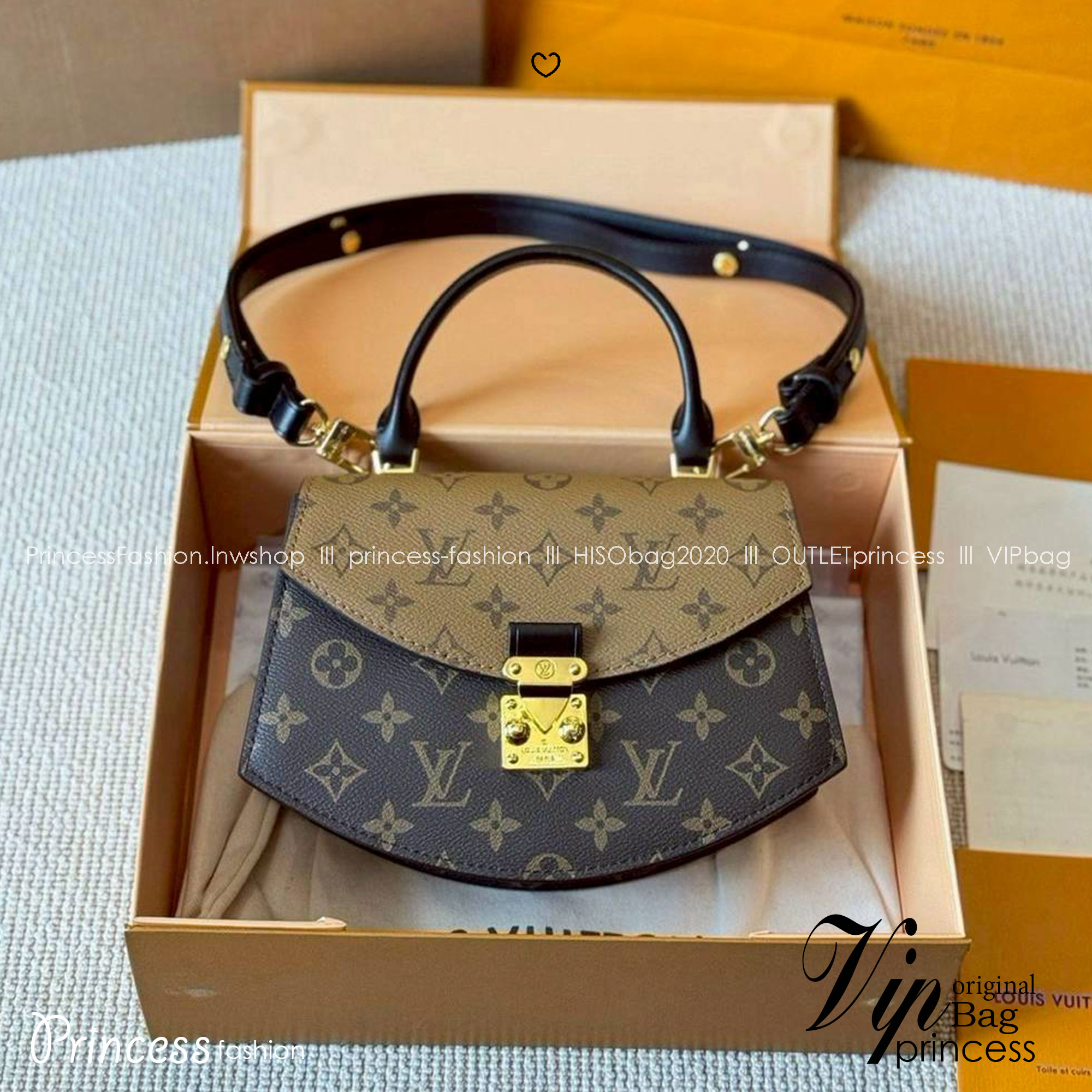 LV Tilsitt Bag Monogram Reverse Canvas กระเป๋าสะพายดีไซน์โค้งมนไอเท็มสุดหรู ขนาดกำลังดี พร้อมหูจับใช้งานได้สะดวกคล่องตัว มาพร้อมสายสะพายถอดได้ ปรับได้ตามชอบ สะดุดตาสุดไอคอนิก