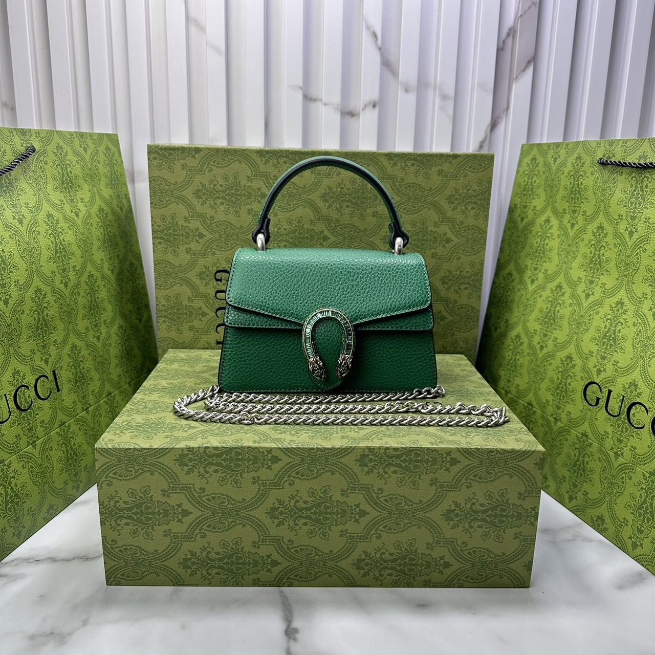 GUCCI DIONYSUS MINI TOP HANDLE BAG กระเป๋าสะพายไดโอนิซูสหรูหราเป็นเอกลักษณ์ โดดเด่นด้วยหัวเสือ เกรดออริ สลับแท้ 1:1 ใช้งานต่างประเทศได้