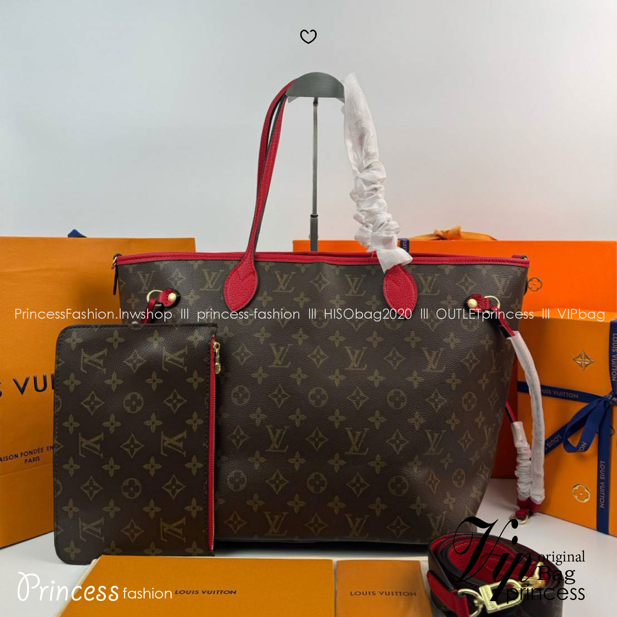 ORI หนังแท้ | LV Inside Out MM Tote Bag กระเป๋าสะพายทรงโท้ท พร้อมใบเล็ก