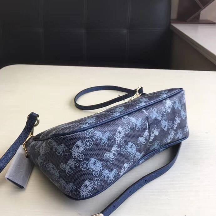 ของแท้ 💯% 】COACH TOP HANDLE POUCH HORSE AND CARRIAGE PRINT /crossbody/shoulder women bag