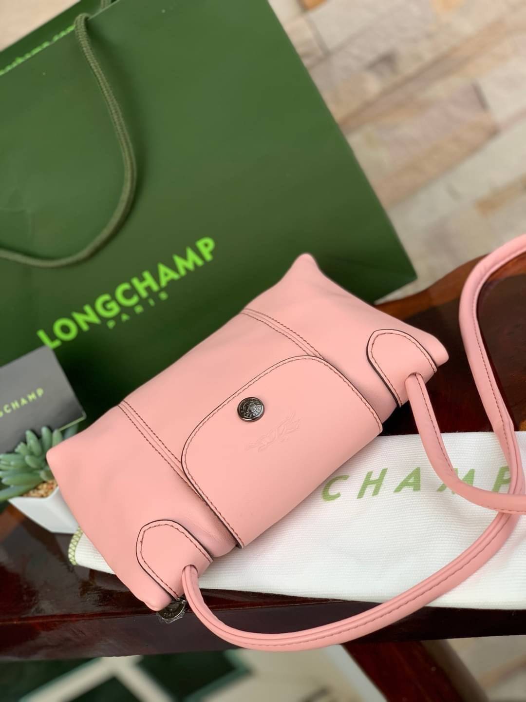 💕 Longchamp Le Pliage Cuir Crossbody Bag