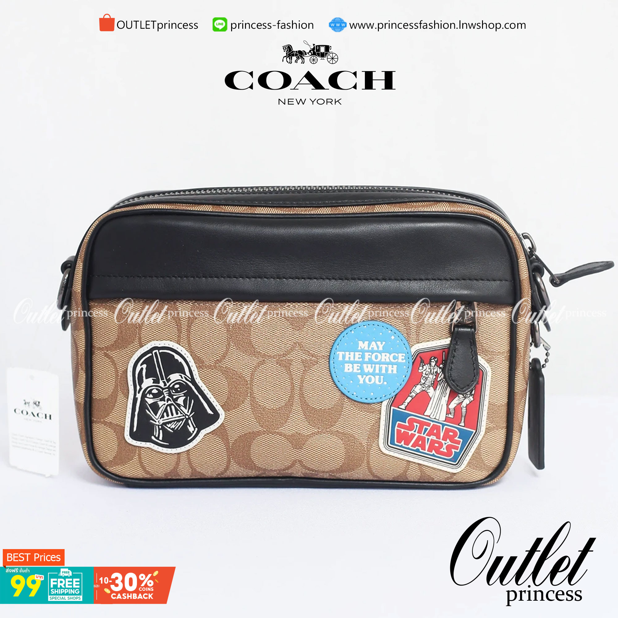 COACH STAR WARS X COACH GRAHAM CROSSBODY IN SIGNATURE CANVAS WITH PATCHES (COACH F89188)