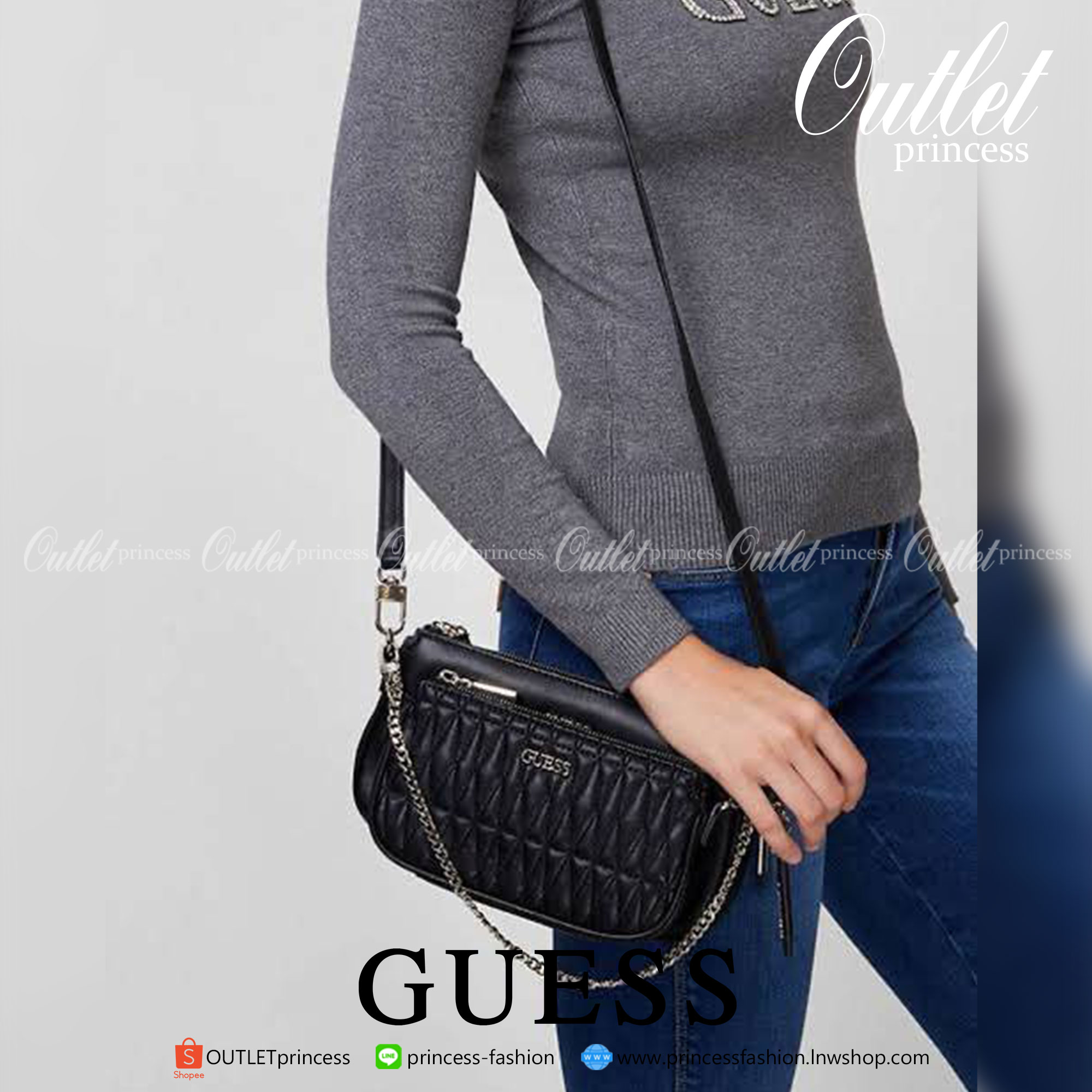 ของแท้ ซื้อ1ได้ถึง2 กับ แบรนด์ GUESS รุ่น ARIE DOUBLE POUCH CROSSBODY BAG กระเป๋าสะพายไหล่-ครอสบอดี้ ใช้ได้หลายสไตล์