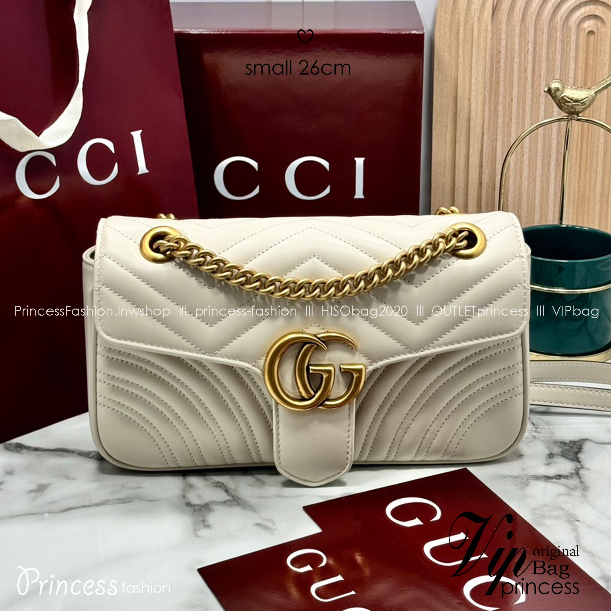 ORI | หนังแท้ GG Marmont small shoulder bag กระเป๋าสะพายข้างรุ่นคลาสสิค ดูแพง อัพลุคได้สบายๆ ด้านหลังดีไซน์รูปหัวใจ