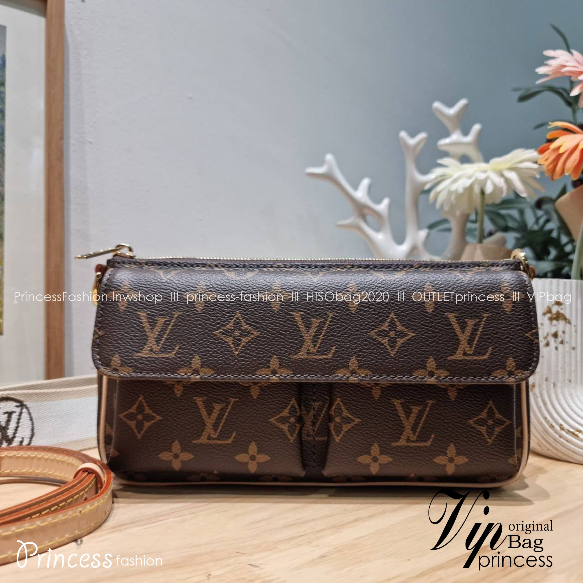 LV vivacite bag กระเป๋าสะพายมัลติ สายหนังครอสบอดี้ ปรับได้ตามต้องการ