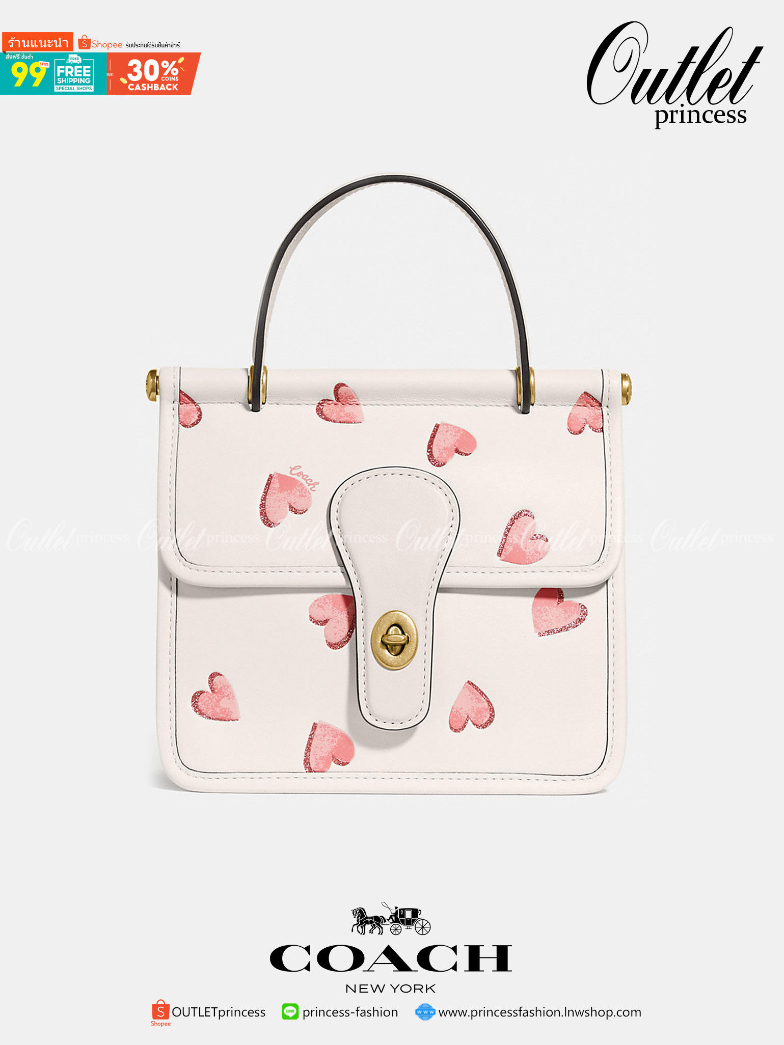 COACH LIMITED EDITION WILLIS TOP HANDLE 18 WITH HEART PRINT ((c3919)) พร้อมส่งที่ไทย ได้ไปหลงรักแน่นอนค่ะ! กระเป๋าหิ้วหรือสะพายข้าง หนังแท้นิ่มสวยงาม ❤️จุดเด่นคือตัวกระเป๋าปริ้นลายหัวใจทั้งใบ ดูหวานน่ารักมากๆค่ะ เปิดปิดกระเป๋าแบบหมุนล็อค ภายในมีช่อ