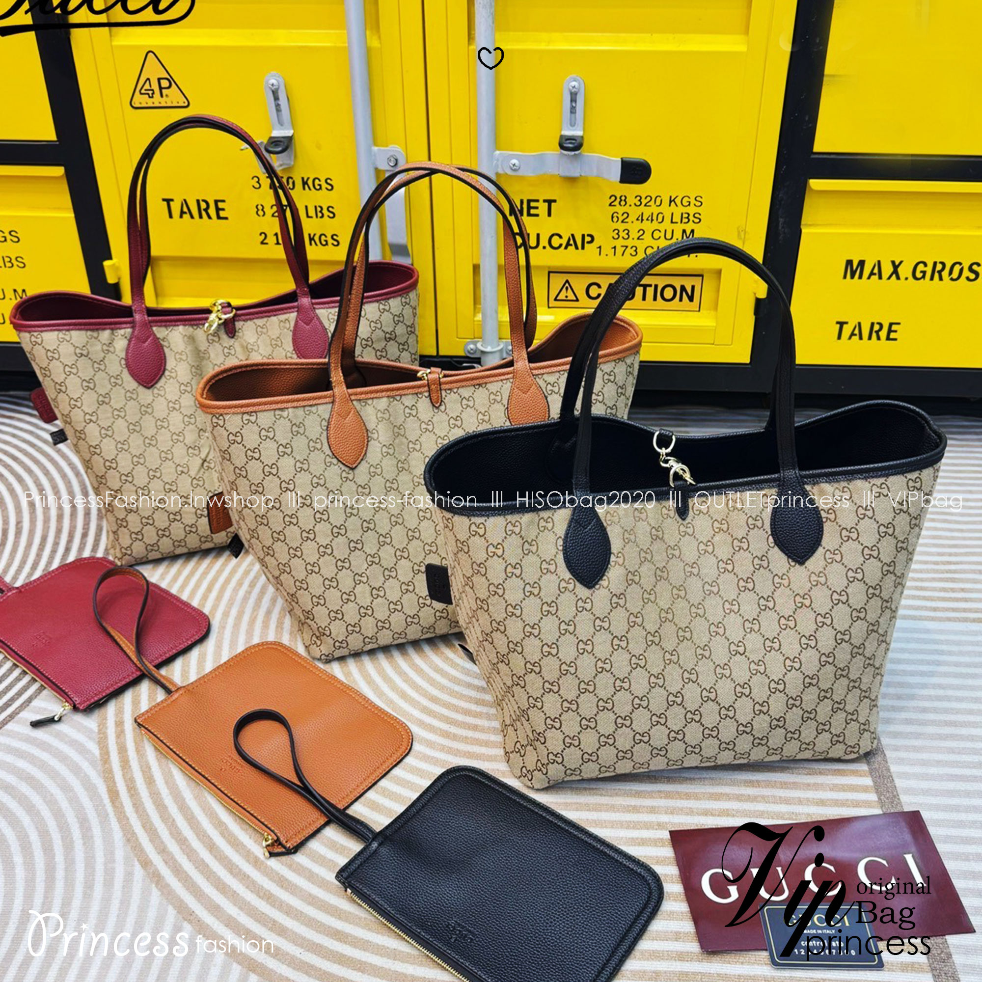 Gucci Totissima medium reversible tote bag / Gucci Tote Bag กระเป๋าทรงสะพายทรงโท้ท ใช้งานได้ 2 ด้าน ดีไซน์ใหม่ล่าสุด ด้านหนัง และด้านแควสวยลายโลโก้ สวยหรูเรียบง่าย มาพร้อมใบเล็กเข้าเซ็ท