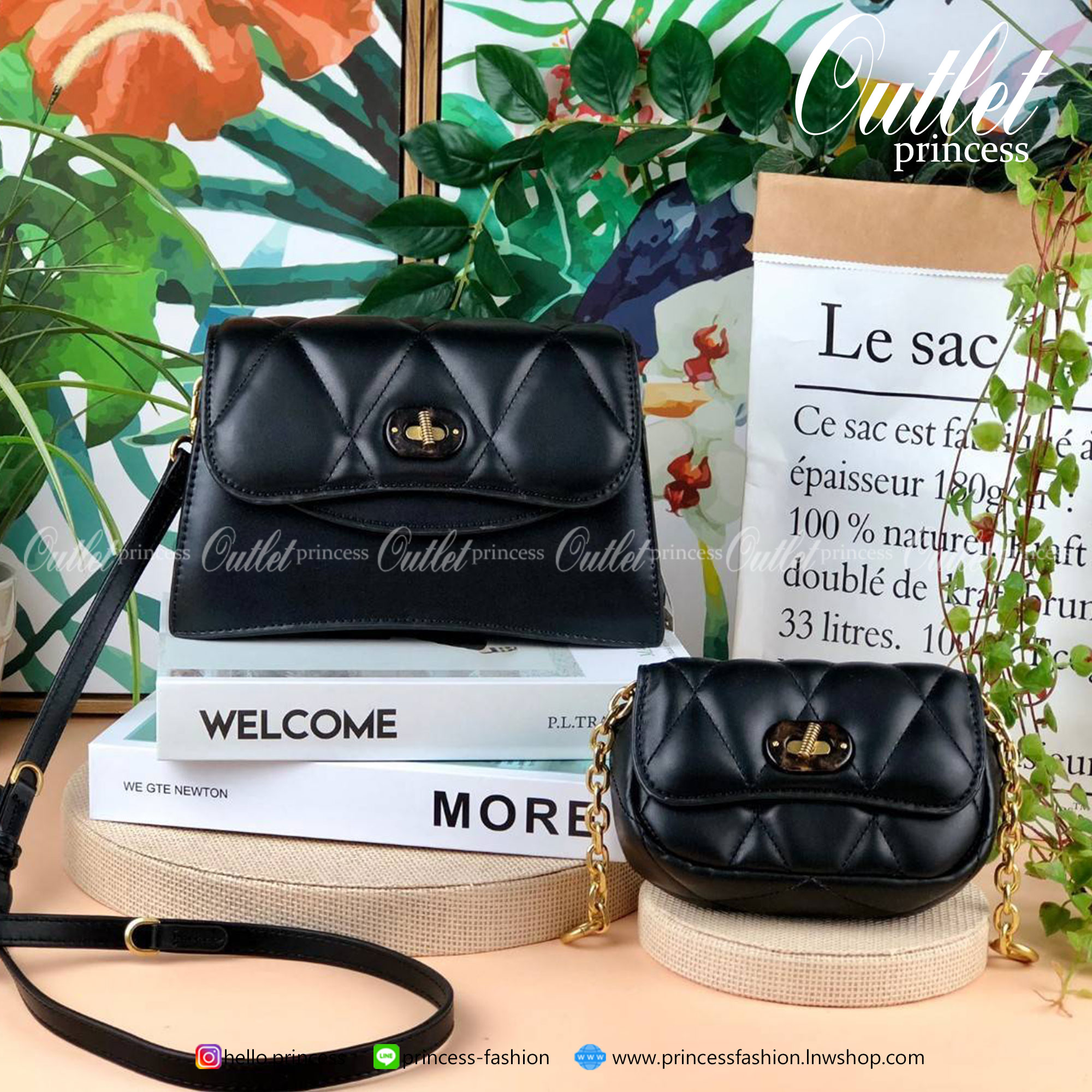 Charles & Keith Padded Double Pocket Shoulder Bag กระเป๋าสะพายข้างใบเก๋ (มีใบลูกให้) ด้วยดีไซน์ที่มีเอกลักษณ์เฉพาะตัว อะไหล่สีทองเพิ่มความหรูหรา ตัดกับตัวฝากระเป๋าที่มีการเดินด้ายเพิ่มดีเทล คือเริศมากๆ เปิดปิดแบบตัวหมุนล็อก มีช่องแม่เหล็กด้านหน้าใส่ iPhon