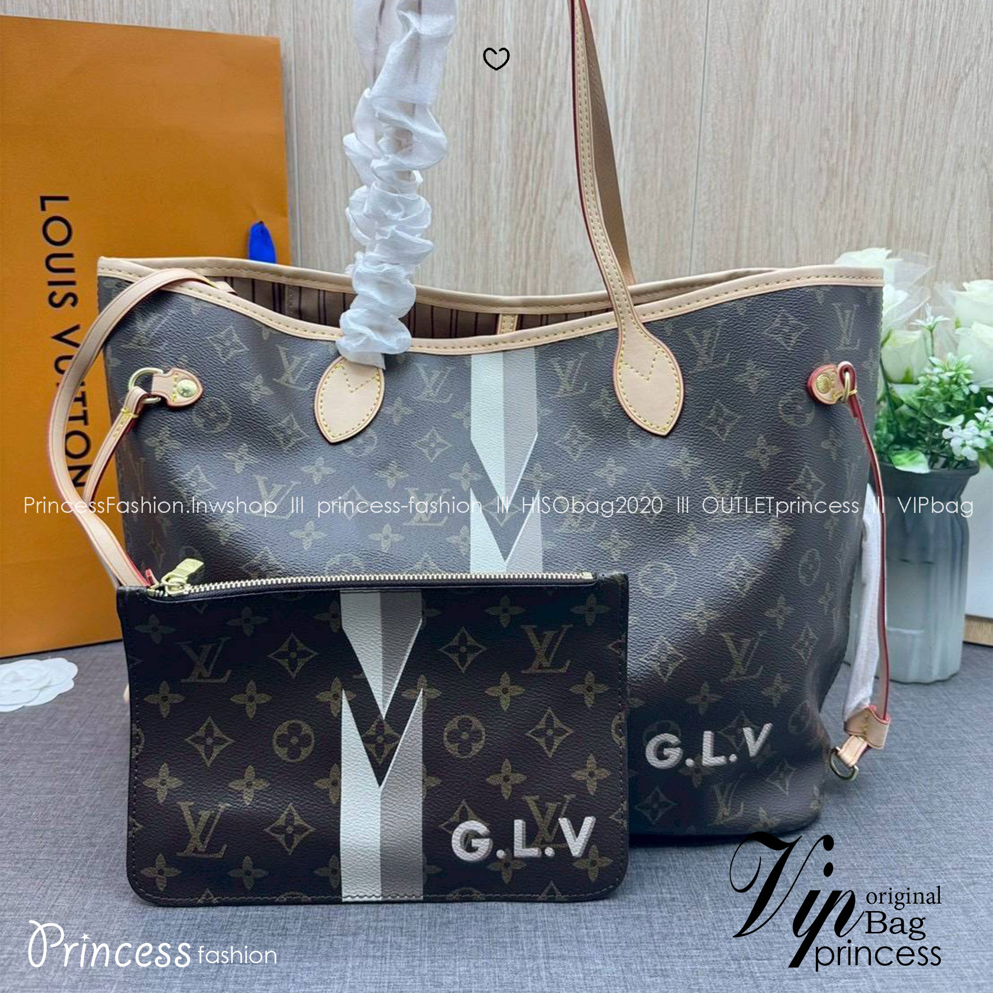 ORI หนังแท้ | LV Neverfull MM Mon Monogram / LV Tote Bag กระเป๋าสะพายทรงโท้ทใบใหญ่
