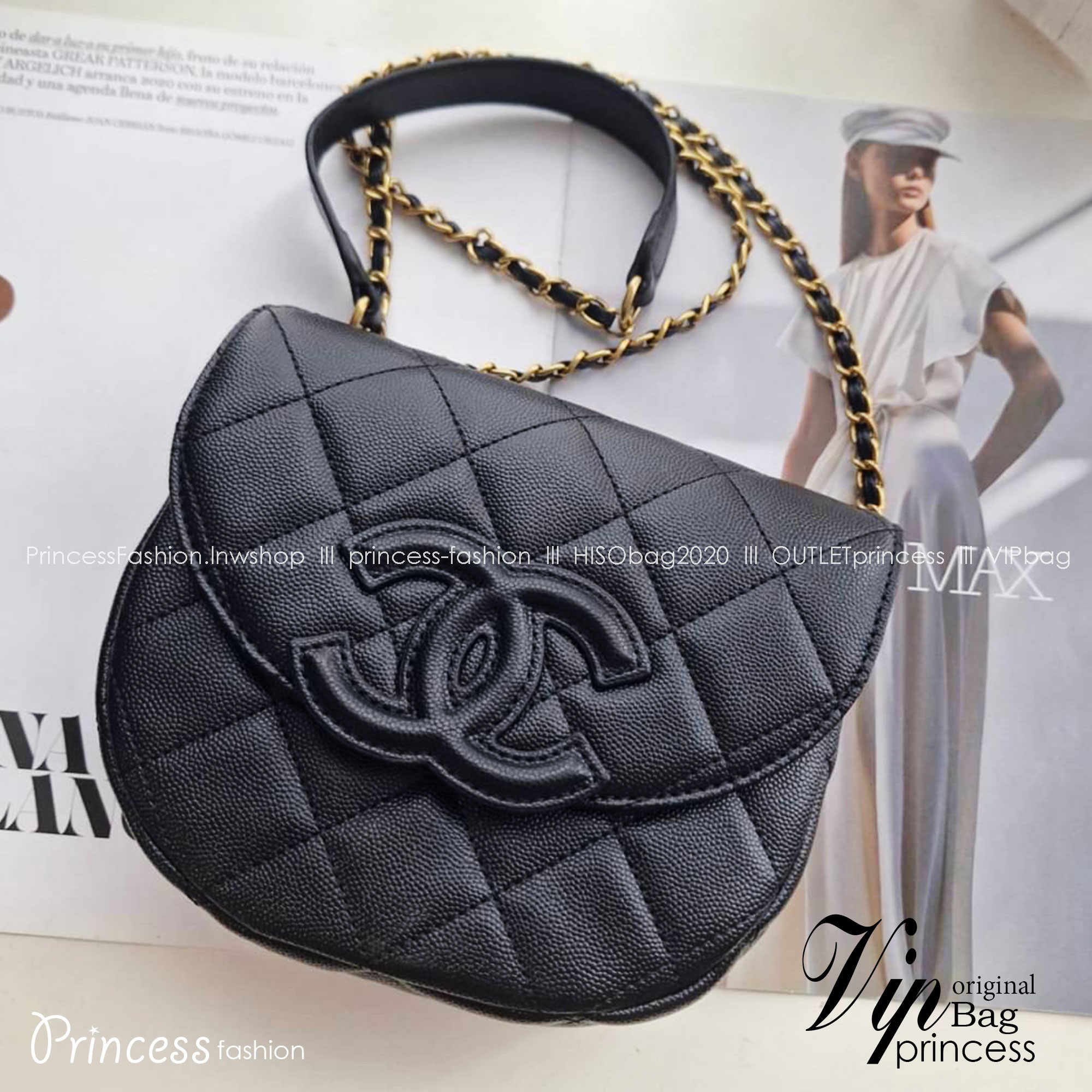 CHANEL VIP CROSSBODY CHAIN BAG กระเป๋าทรงครอสบอดี้ ที่กำลังมาแรงมาในตอนนี้ หนังพียูพรีเมี่ยมลายคาเวียร์ อะไหล่ทองวินเทจทั้งใบ ด้านหน้าประดับโลโก้หนูสุดหรู