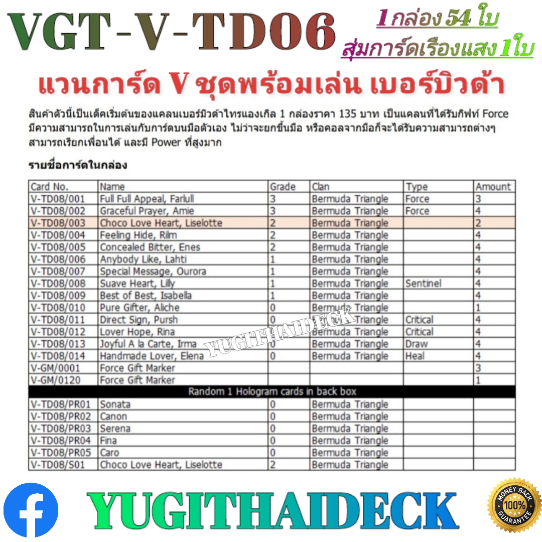 แวนการ์ด V Trail Deck 08: Melody เบอร์บิวด้า พร้อมเล่น (VGT-V-TD08) 1 กล่อง