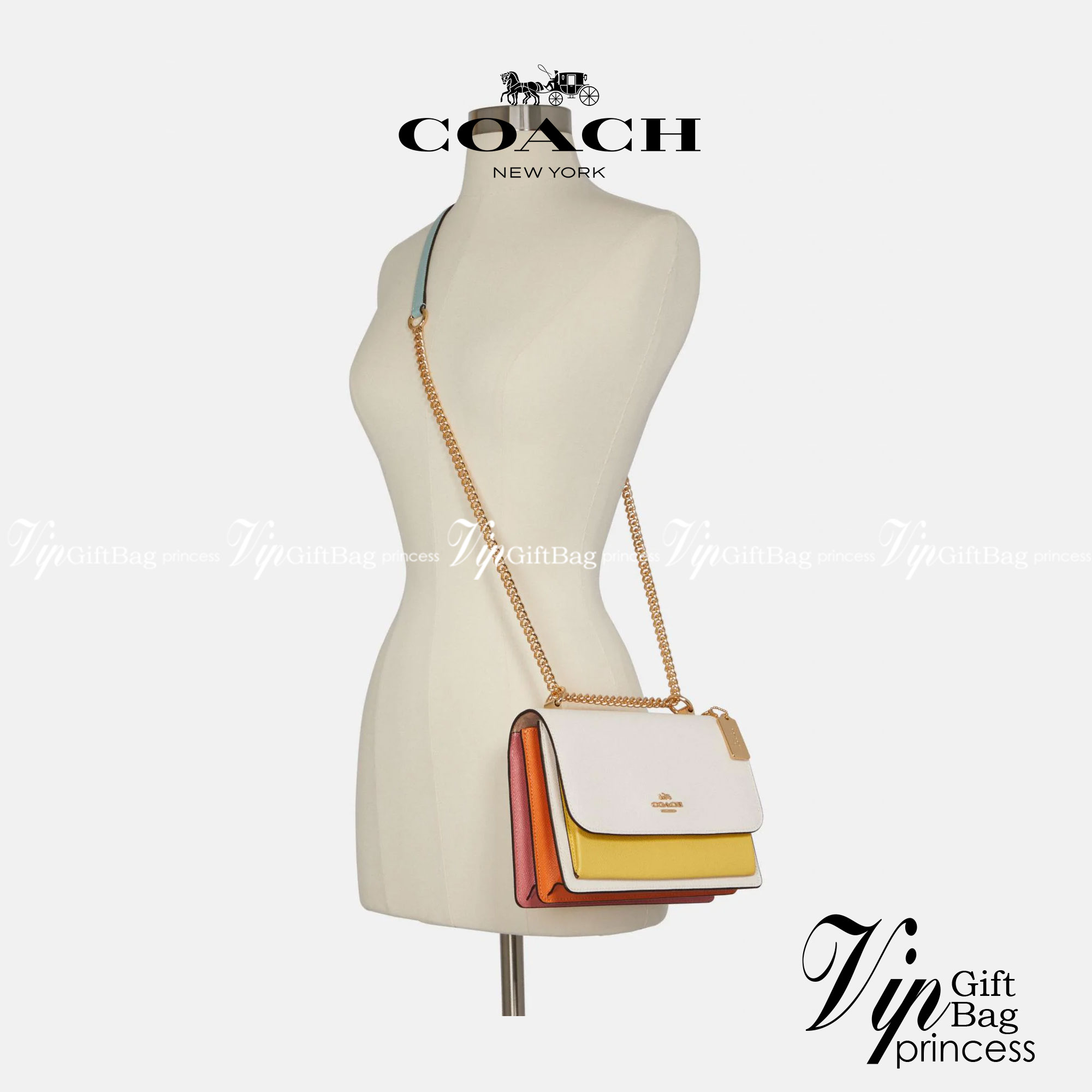 COACH KLARE CROSSBODY IN COLORBLOCK (COACH C8630) GOLD/CHALK MULTI พร้อมส่งที่ไทย