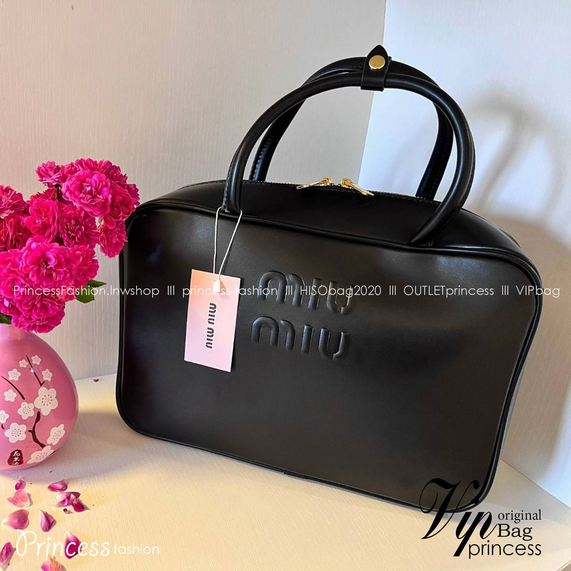 MIUMIU Leather top-handle bag / MIUMIU Boston Bag กระเป๋าถือสะพาย เกรดออริ 1:1 ใช้งานต่างประเทศได้