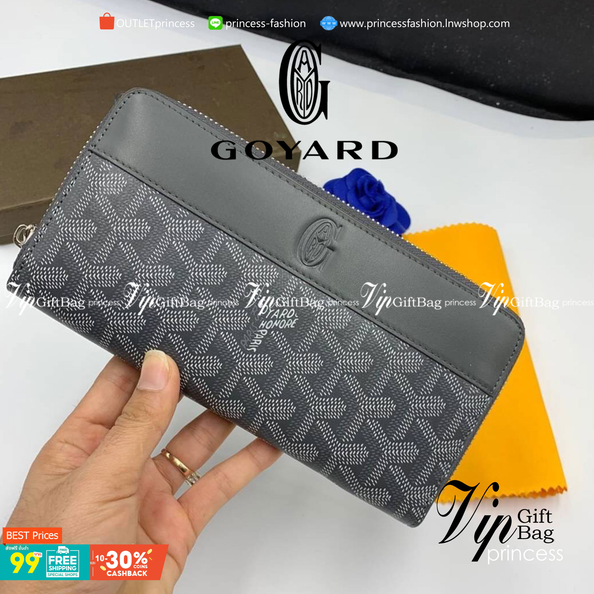 VIP GIFT 】GOYARD round zipper Matignon Long Wallet กระเป๋าสตางค์ซิปรอบใบยาว พร้อมส่ง 6 สี เหมาะกับการใช้งานทุกรูปแบบ นอกจากเพิ่มความมั่นใจแล้ว ยังทำให้ชีวิตของเราง่ายขึ้นอีกด้วย โดยการเปิดปิดแบบซิปรอบ สามารถใส่ธนบัตร เหรียญ บัตรต่างๆได้หลายใบเลยทีเดียว ขน
