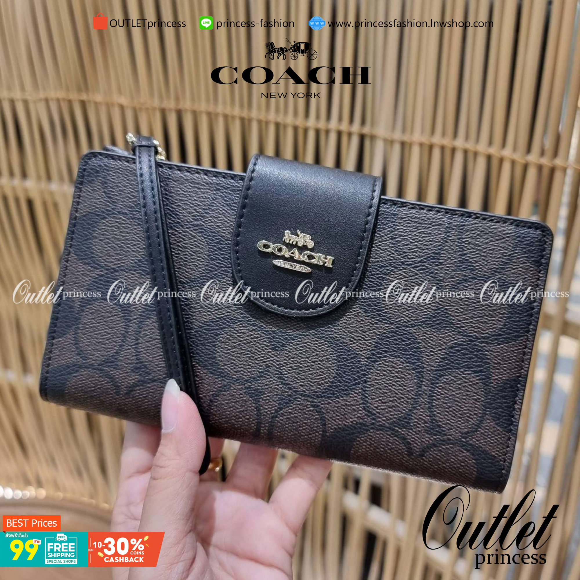 พร้อมส่ง 7 สี COACH C2874 TECH WALLET IN COLORBLOCK SIGNATURE CANVAS จัดให้สีใหม่ก่อนใคร!! ดีไซน์ใหม่ คอลเลคชั่นสวยหรู กระเป๋าสตางค์พร้อมสายคล้องมือ ง่ายต่อชีวิตมากจ้า!! มันดีอะไรเบอร์นี้ ใส่ได้ทั้งบัตร และโทรศัพท์ก็ใส่ได้ทุกรุ่น แถมยังมีช่องซิปแยกไปอีก ช