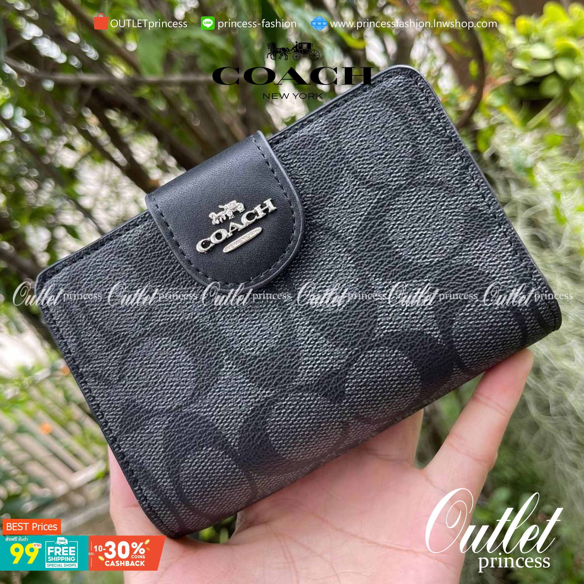 COACH MEDIUM CORNER ZIP WALLET IN SIGNATURE CANVAS กระเป๋าสตางค์ขนาดกลางที่ถือว่าเป็นไอเทม Must Have ของทุกเพศทุกวัยที่ต้องพกติดตัวไว้ตลอดเวลา เพราะนอกจากจะช่วยจัดเก็บเงิน บัตรประชาชน บัตรเครดิตและต่าง ๆ ให้เป็นระเบียบเรียบร้อยยังต้องคำนึงถึงประโยชน์ใช้สอ