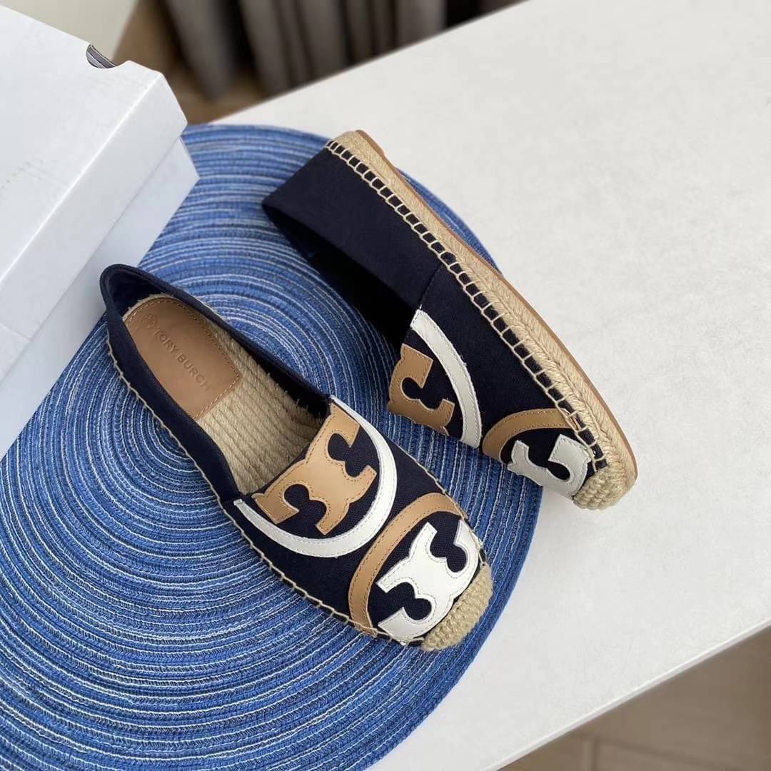 Tory Burch Espadrilles / Tory burch Poppy Espadrille Canvas / TORY BURCH SHOES เกรดออริจินอล พร้อมส่ง ภาพถ่ายจากสินค้าจริง ใช้งานต่างประเทศได้