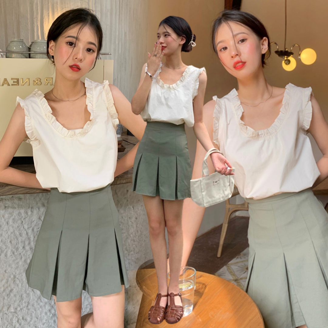พร้อมส่ง 🍪🛋️ Luloo tops เสื้อสายเดี่ยวแขนยาวทรงมินิมอลสุดน่ารัก (36813)