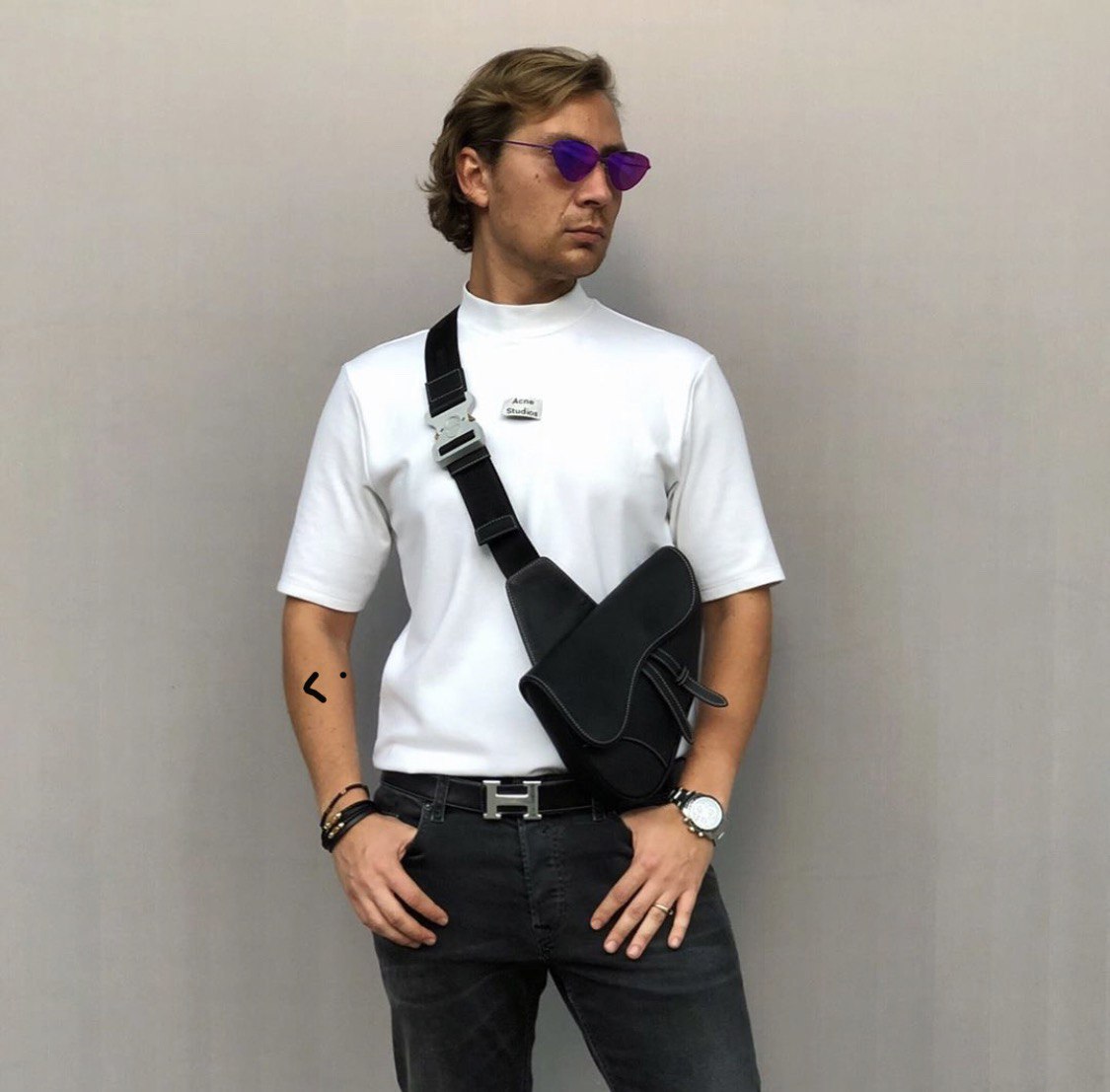 หนังแท้ CHRISTIAN DIOR SADDLE BAG GRAY Grained Calfskin พร้อมส่งที่ไทย ออริจินอลหนังแท้ทั้งใบ ภาพสินค้าถ่ายจากงานขายจริง ใช้งานต่างประเทศได้