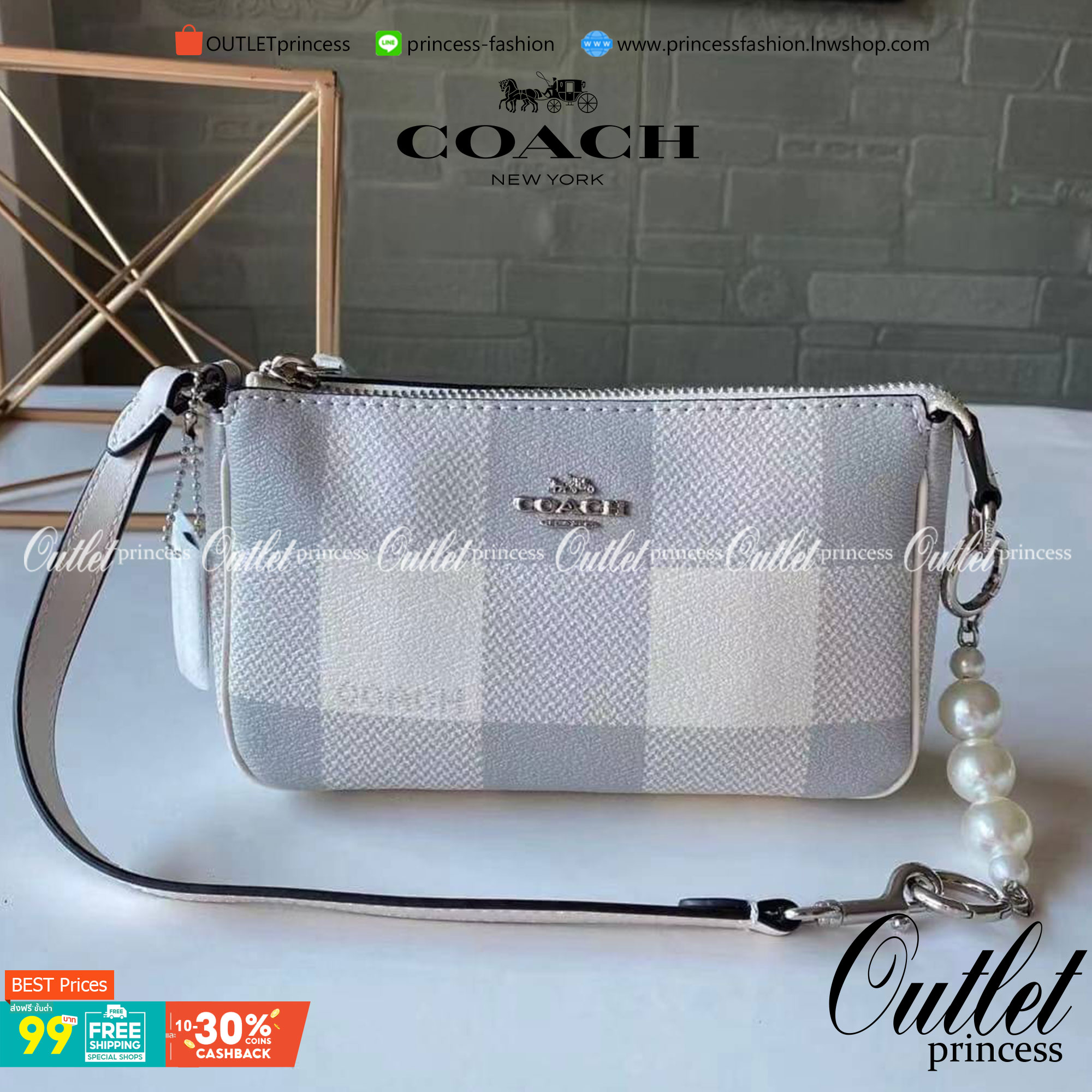 OUTTLET 】Coach NOLITA 19 WITH BUFFALO PLAID PRINT (COACH C1583) SV/CHALK MULTI