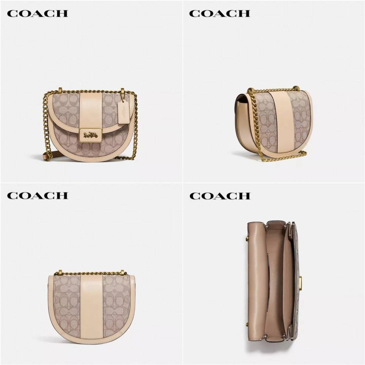 COACH ALIE SADDLE BAG IN SIGNATURE JACQUARD (C4694//C3464) New item!! กระเป๋าสะพายทรง saddle ดีไซน์วินเทจย้อนยุค แฝงความหรูในตัวด้วยอะไหล่สีทองเหลือง โดดเด่นไม่ซ้ำใครแน่นอน วัสดุผ้า jacquard สลับหนังแท้ ภายในเป็นช่องโล่ง มาพร้อมสายสะพายครอสบอดี้ ที่สามารถ