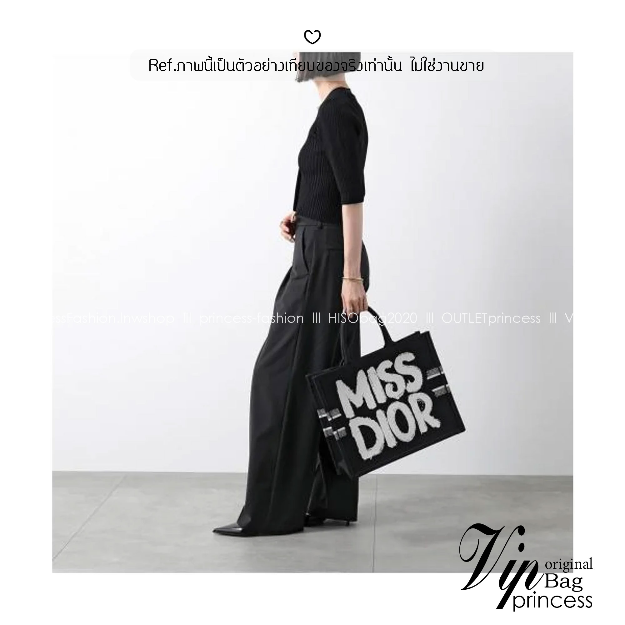 ORI หนังแท้ | Dior BookTote Blue Miss Dior Embroidery Tote Bag กระเป๋าทรงโท้ทคอลใหม่ โทนดำคลาสสิก สวยงามและหรูหรา