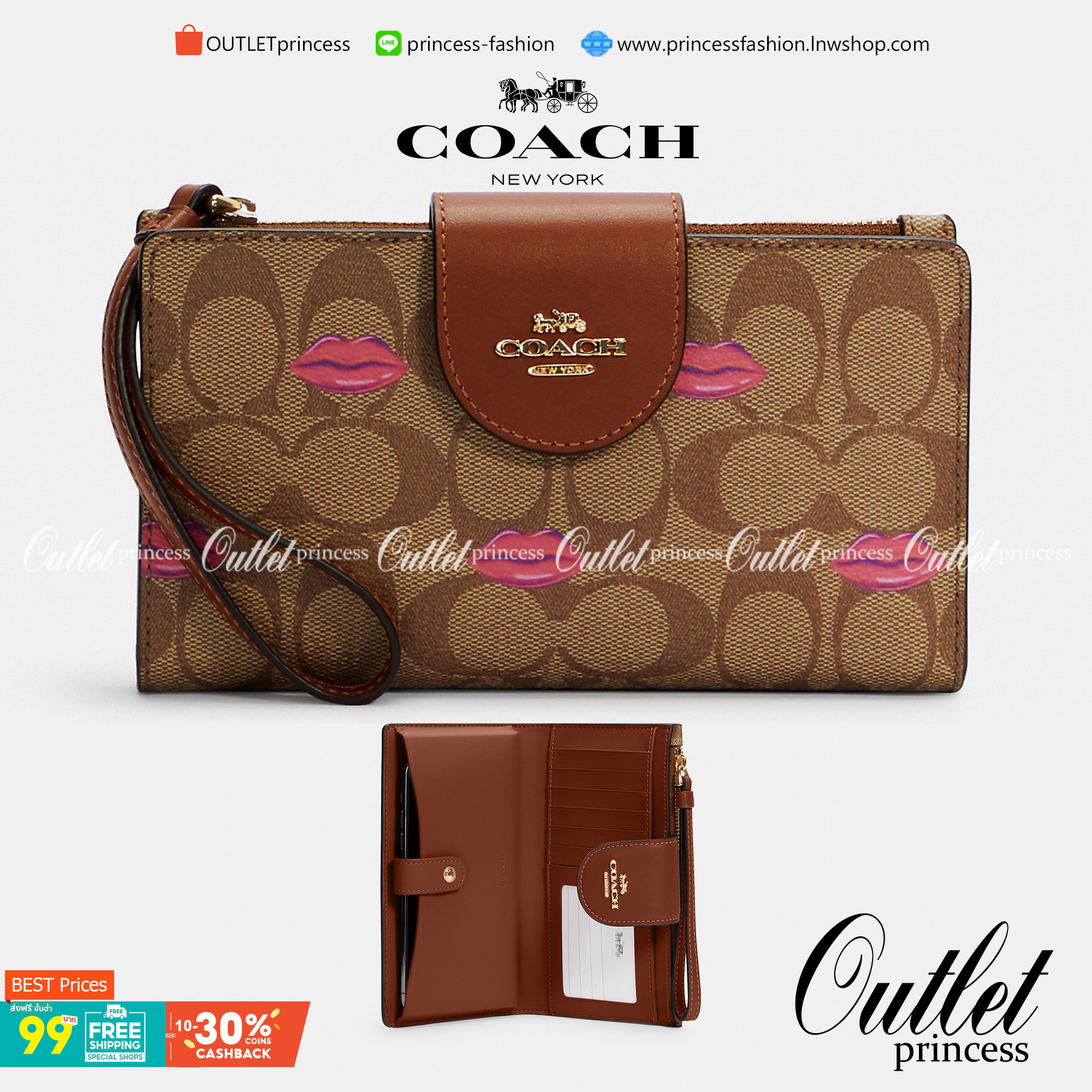 COACH TECH WALLET IN SIGNATURE CANVAS อีกหนึ่ง collection ของกระเป๋าสตางค์ที่ดีไซน์ทันสมัยให้ใช้งานได้แบบครบครัน เป็นกระเป๋าสตางค์ ที่มีช่องสำหรับใส่โทรศัพท์มือถือ ธนบัตร เหรียญ และบัตรต่าง ๆ ใช้งานแบบ2ด้าน เพิ่มความสะดวกสบายด้วยสายคล้องมือ ช่วยให้พกไปไหน