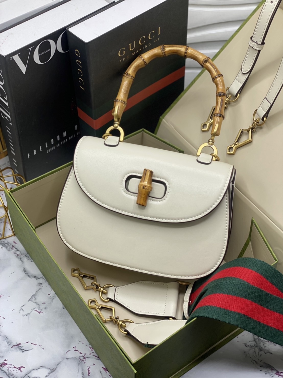 หนังแท้ Gucci Bamboo 1947 small top handle bag พร้อมส่งที่ไทย