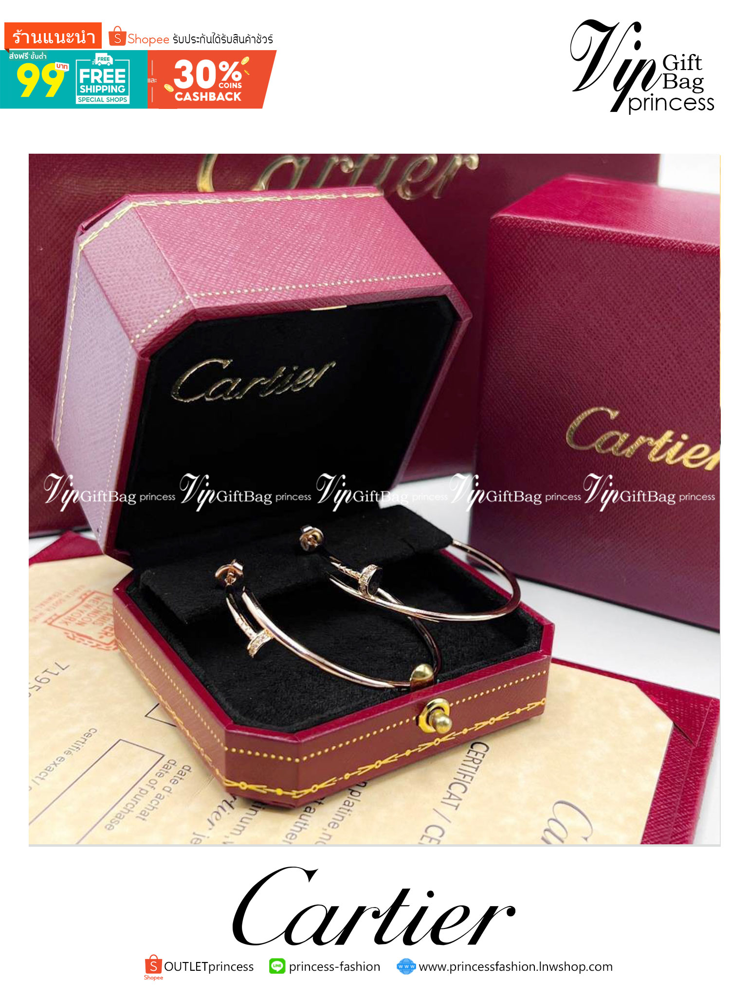 Cartier JUSTE UN CLOU EARRINGS ต่างหูตะปูคาเทียร์ ห่วงใหญ่หัวเพชร เกรดออริจินิล ปั้มทุกจุด วัสดุคุณภาพดี ไม่ลอกไม่ดำ พร้อมกล่องหนาตามแบบปั้มลายแบรนด์ ภาพสินค้าถ่ายจากงานขายจริง ใช้งานต่างประเทศได้