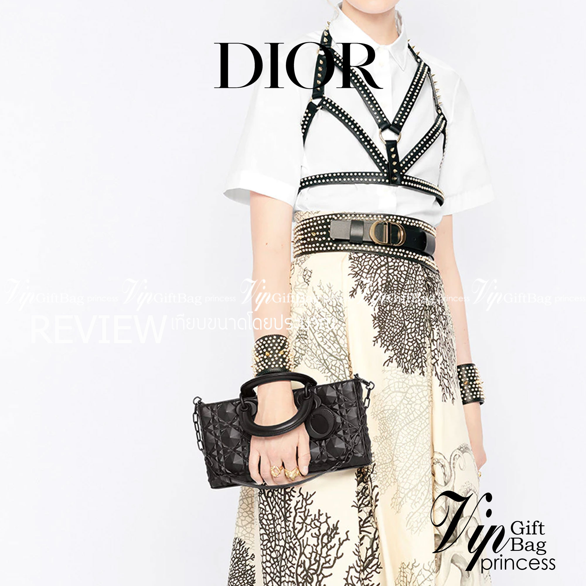 หนังแท้ DIOR LADY D-JOY BAG Cannage Calfskin with Diamond Motif กระเป๋าสะพาย ของความสง่างามเอกลักษณ์ Lady Dior รังสรรค์ขึ้นจากหนังลูกวัว Cannage ที่มีลวดลายเพชร เสน่ห์ที่ประดับประดาอย่างหรูหรา มีสายสะพายโซ่แบบถอดได้ ภาพสินค้าถ่ายจากงานขายจริง ใช้งานต่างปร