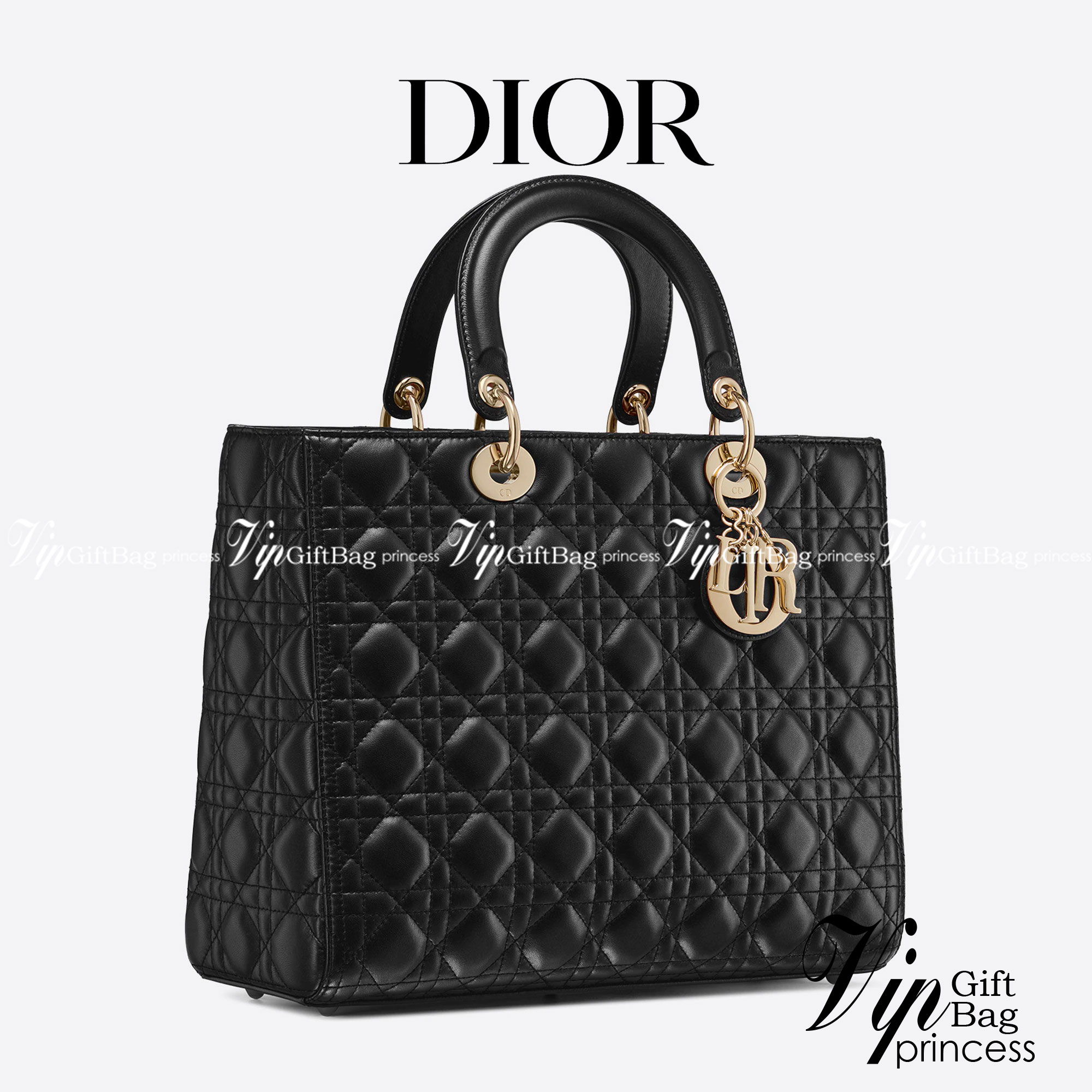 หนังแท้ LARGE LADY DIOR BAG Black Cannage Lambskin / Dior Lady Large พร้อมส่งที่ไทย งานหนังแท้ทั้งใบเกรดออริจินอล ภาพสินค้าถ่ายจากงานขายจริง ใช้งานต่างประเทศได้