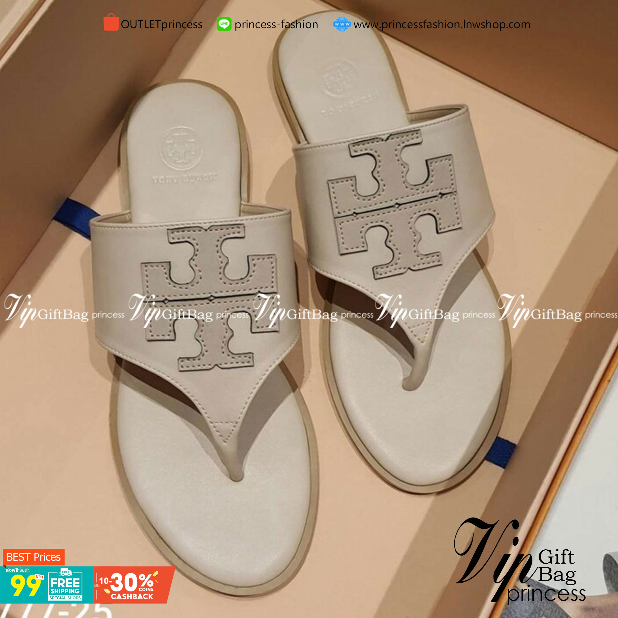 TORY BURCH SANDELS แตะหนีบ งานชนช้อป งานสวยมากคะ วัสดุหนัง PU ด้านหน้าว่างลายโลโก้แบรนด์ เรียบ หรู ดูแพงเกินราคาขายแน่นอนคะ แมทส์เข้าชุดง่าย น้ำหนักเบา