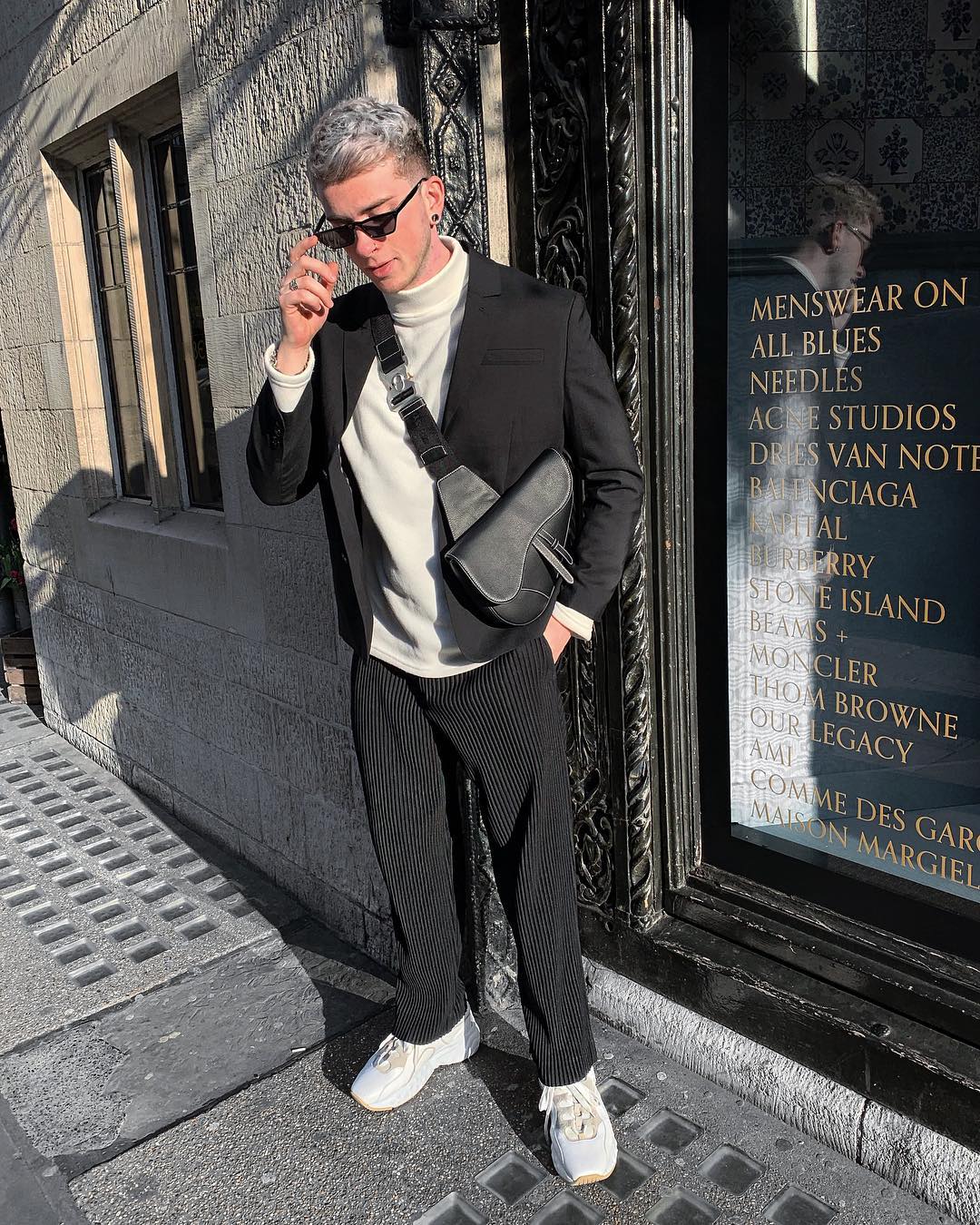 CHRISTIAN DIOR SADDLE BAG Black Dior Oblique Jacquard