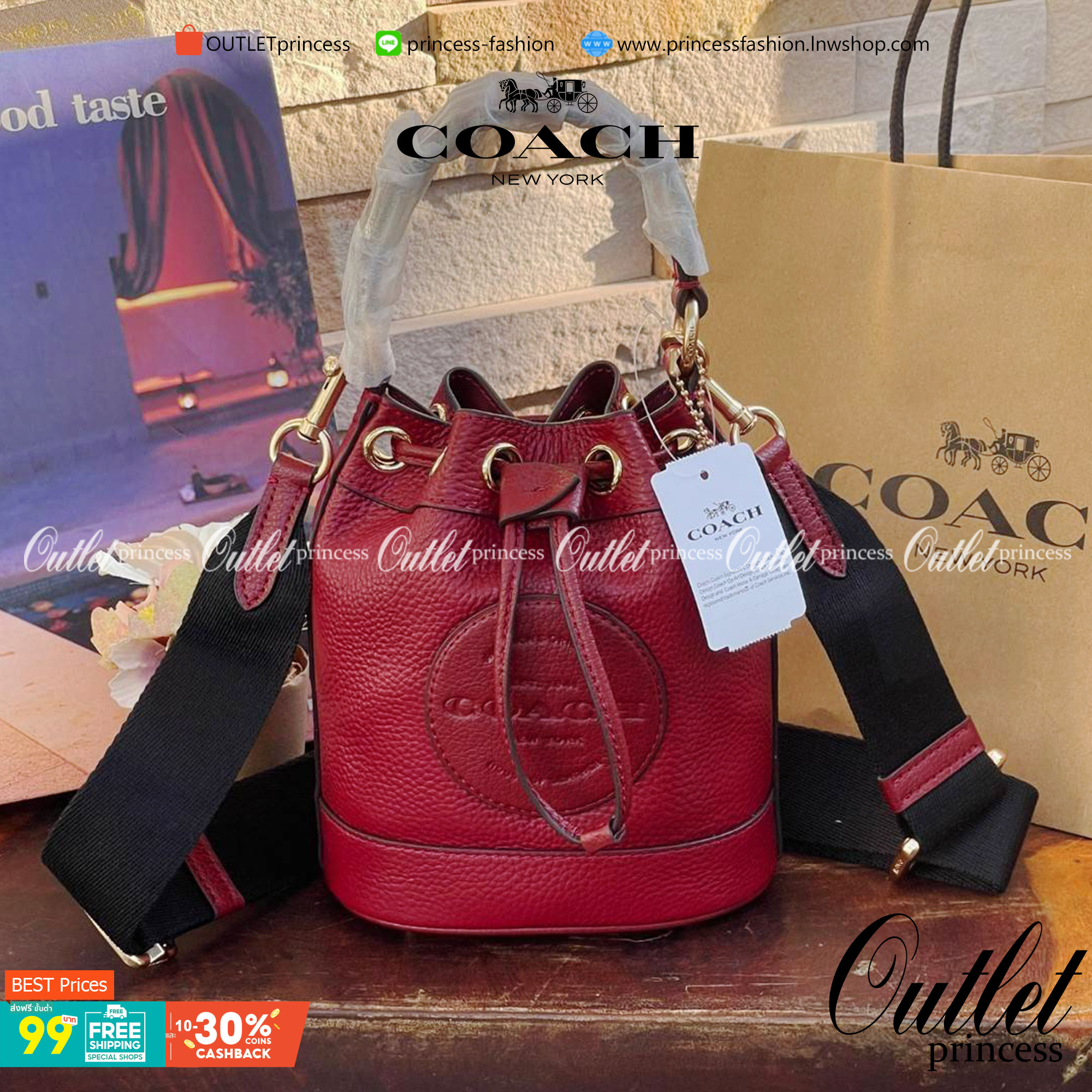 COACH DEMPSEY BUCKET BAG 15 WITH COACH PATCH AND HEART CHARM สวยงามด้วยดีไซน์ทรงตะกร้าแบบมินิมอลแสนน่ารัก ดีเทลสะดุดตา รูปทรงจดจำง่าย ถือแบบชิคๆ หรือยิ่งไปกว่านั้น สายสะพายของกระเป๋าก็สามารถถอดออกเพื่อเปลี่ยนรูปแบบการสะพายได้ทั้งแบบสะพายไหล่และสะพายคาดลำต