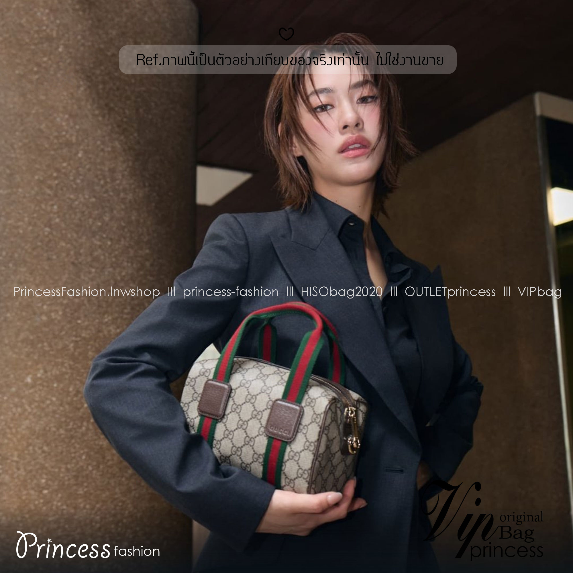 ORI หนังแท้ | GUCCI Mini GG handbag Soft Supreme 20cm / GUCCI Keepall Bag กระเป๋าสะพายทรงหมอนใบเล็ก สไตล์นี้ตีความรูปทรงกระเป๋าบอสตันโฉมใหม่ด้วยรายละเอียดผ้าแคนวาสแถบ Web
