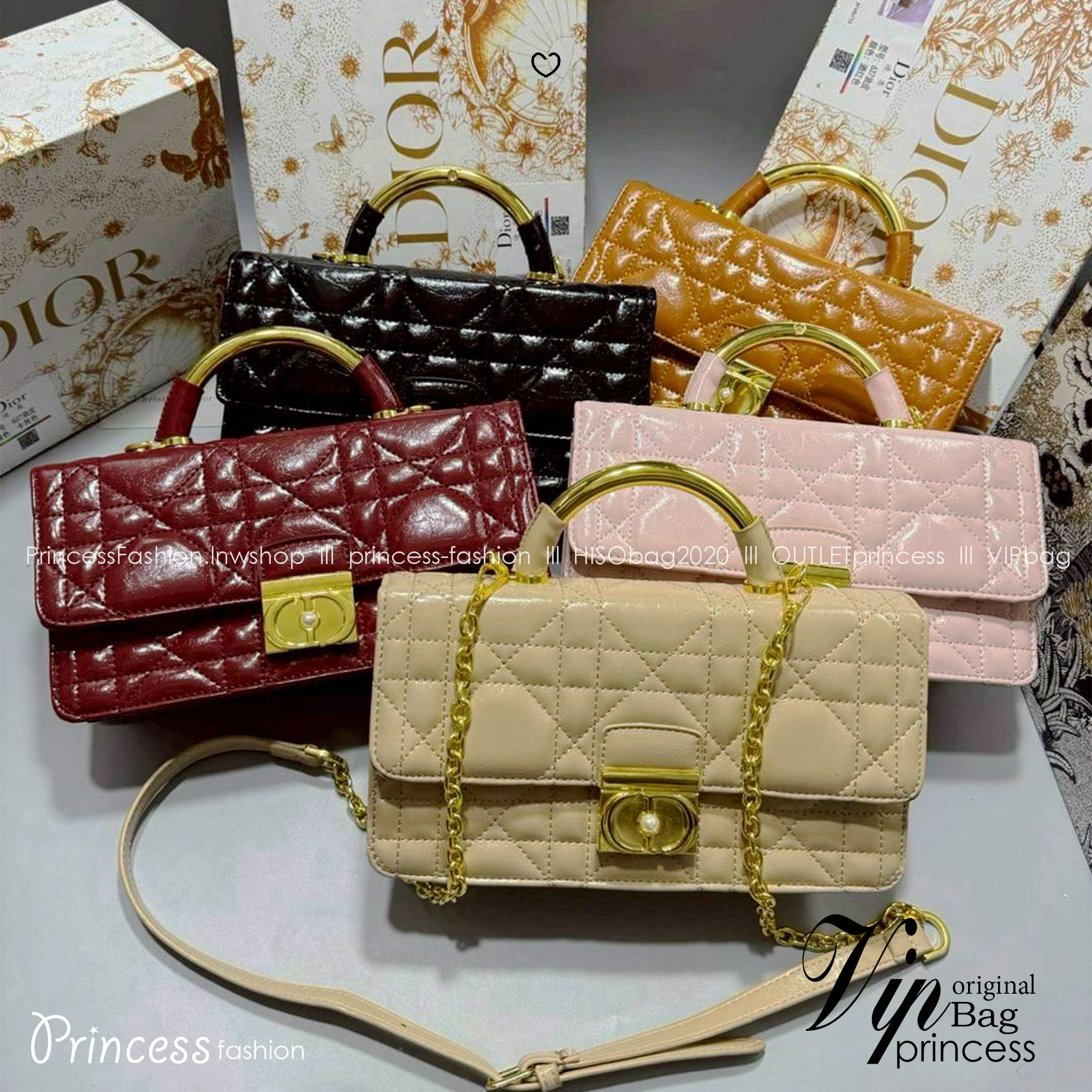 Dior Ange Bag Macrocannage CD clasp with pearl กระเป๋าถือพร้อมสายสะพาย ประดับตัวล็อคมุก สวยงามเหนือกาลเวลา มาแรงมาก! จึ้งมาก! สุดลัคชู