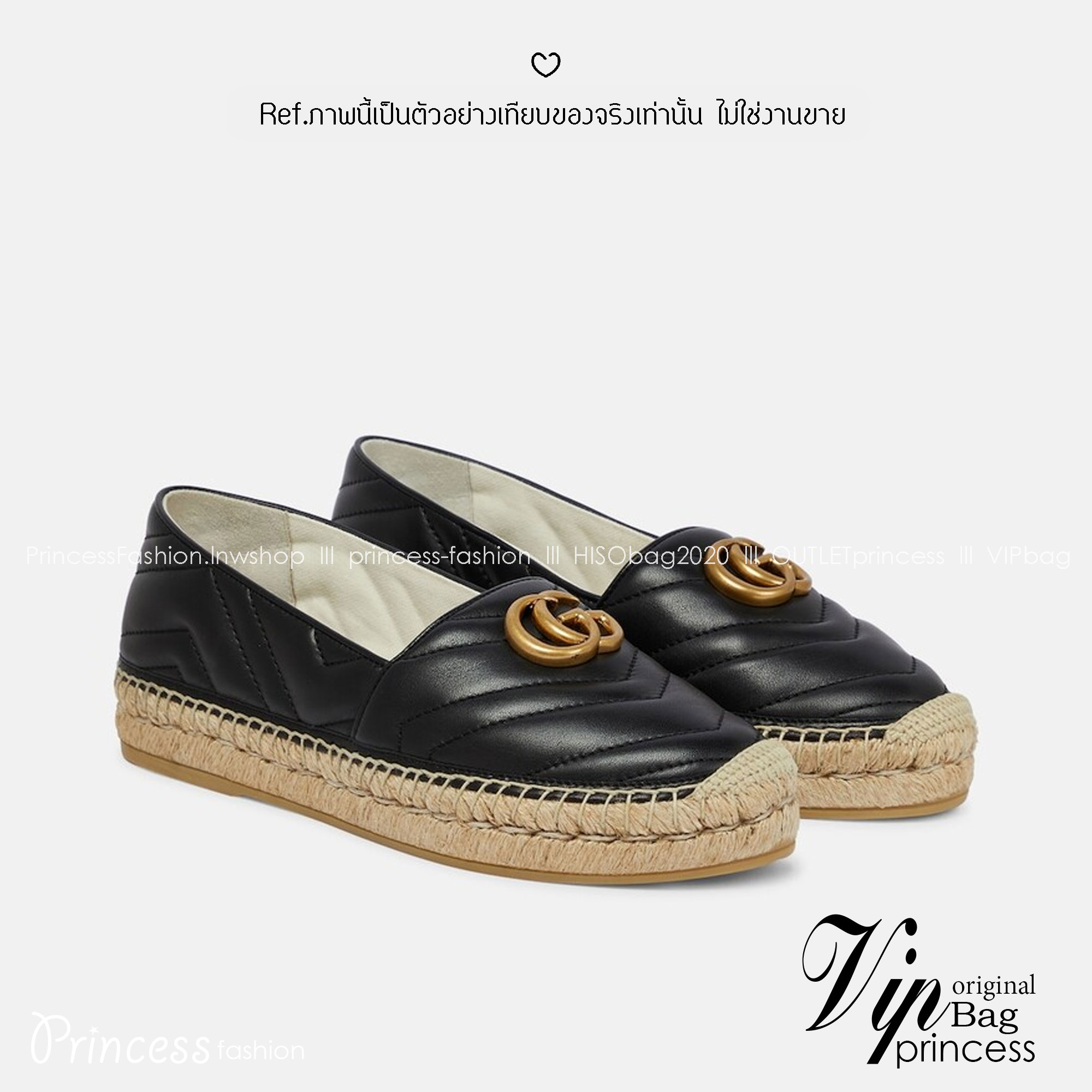 GUCCI Leather Espadrille with double G รองเท้าผ้าใบลำลองรุ่นยอดฮิต ขับผิว ใส่สบาย ยืนเดินได้นาน พื้นยางอย่างดียืดหยุ่นสูง ใส่เดินชิลหรือเที่ยวก็ปัง สวยงาม ได้หลากหลายโอกาส